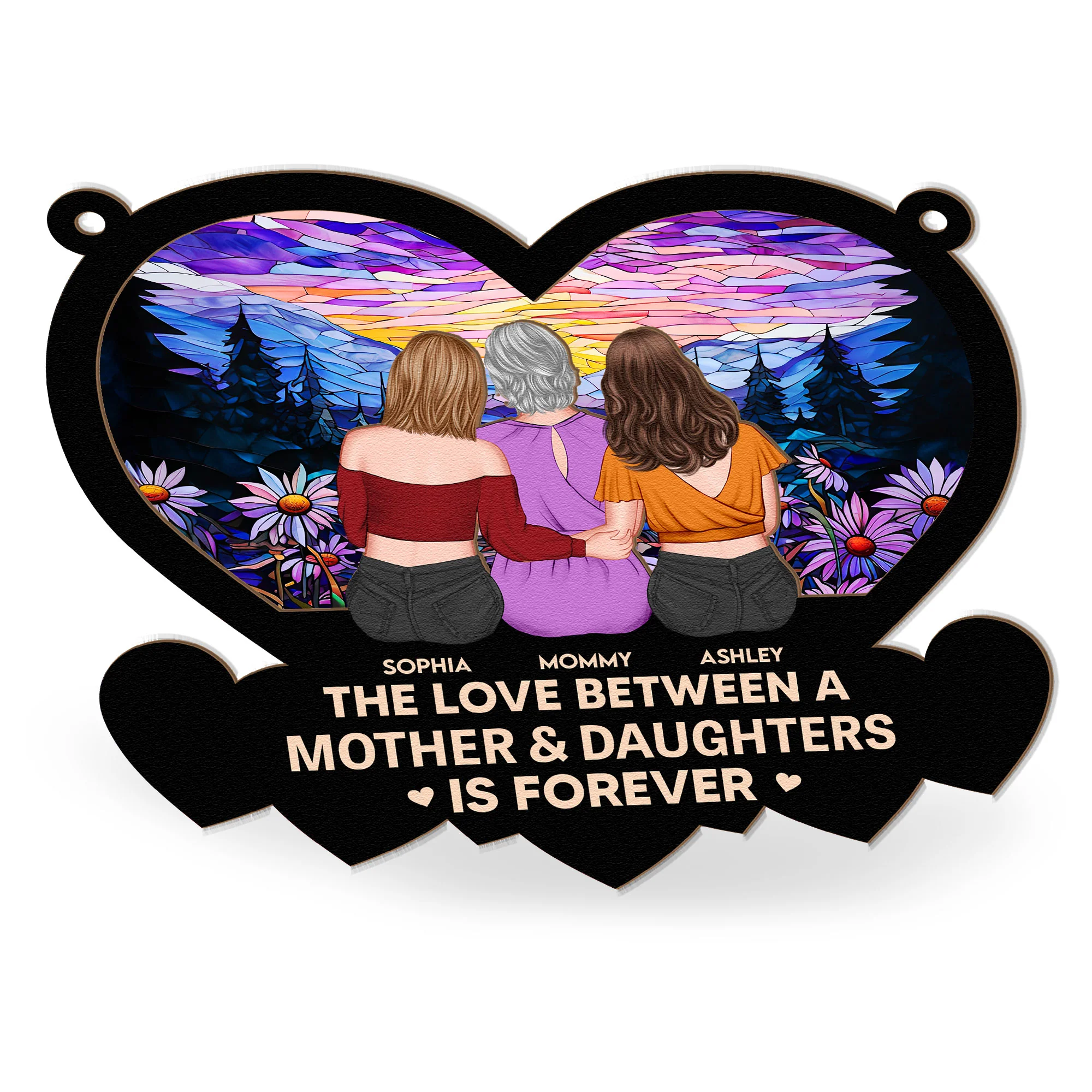 Mom & Daughter Linked Together - Personalized Window Hanging Suncatcher Ornament - Image 4