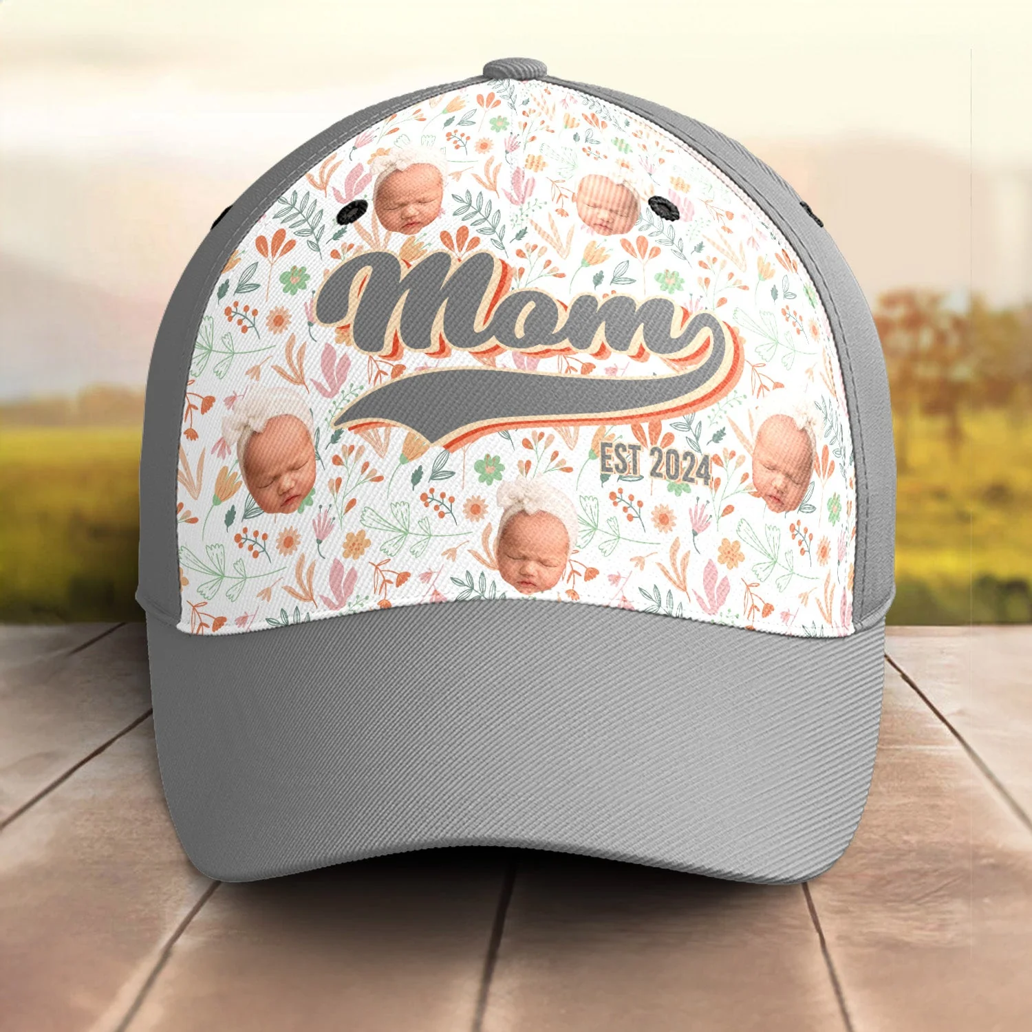 Mom Est First Mother's Day Gift - Personalized Photo Classic Cap - Image 2