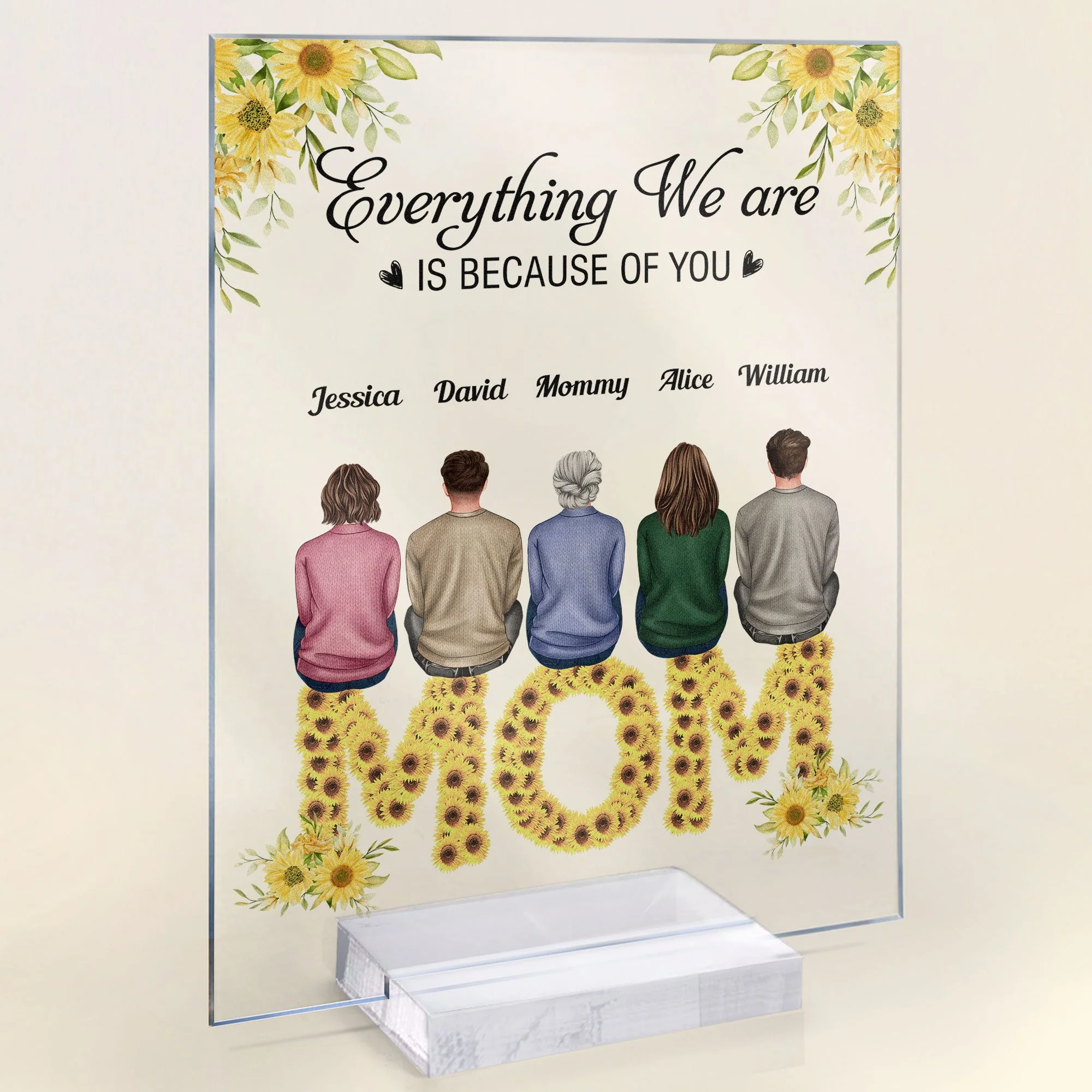 Mom Everything We Are Is Because Of You - Personalized Acrylic Plaque - Image 2