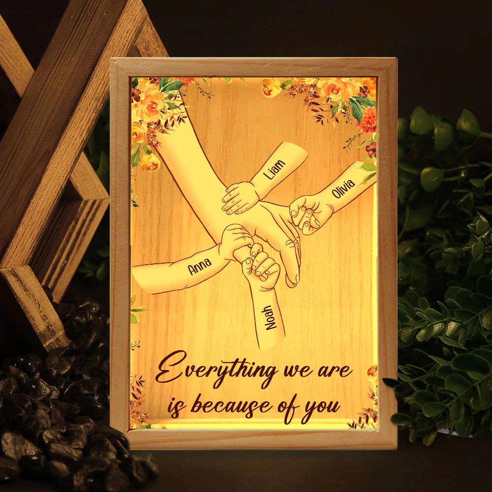 Mom Everything We Are Is Because Of You - Personalized Frame Light Box - Image 5