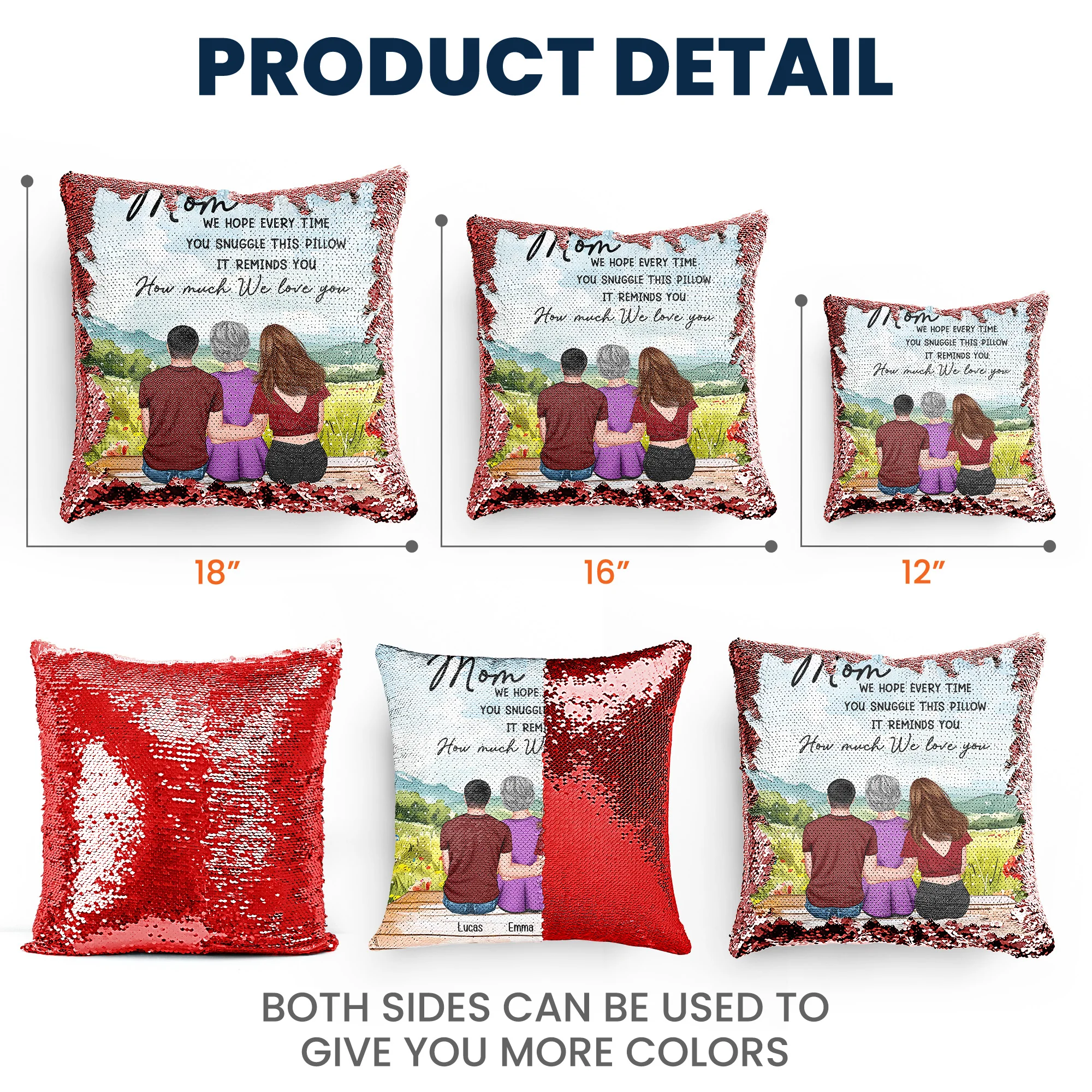 Mom Gift We Hope Every Time You Snuggle This Pillow - Custom Sequin Pillow - Image 4