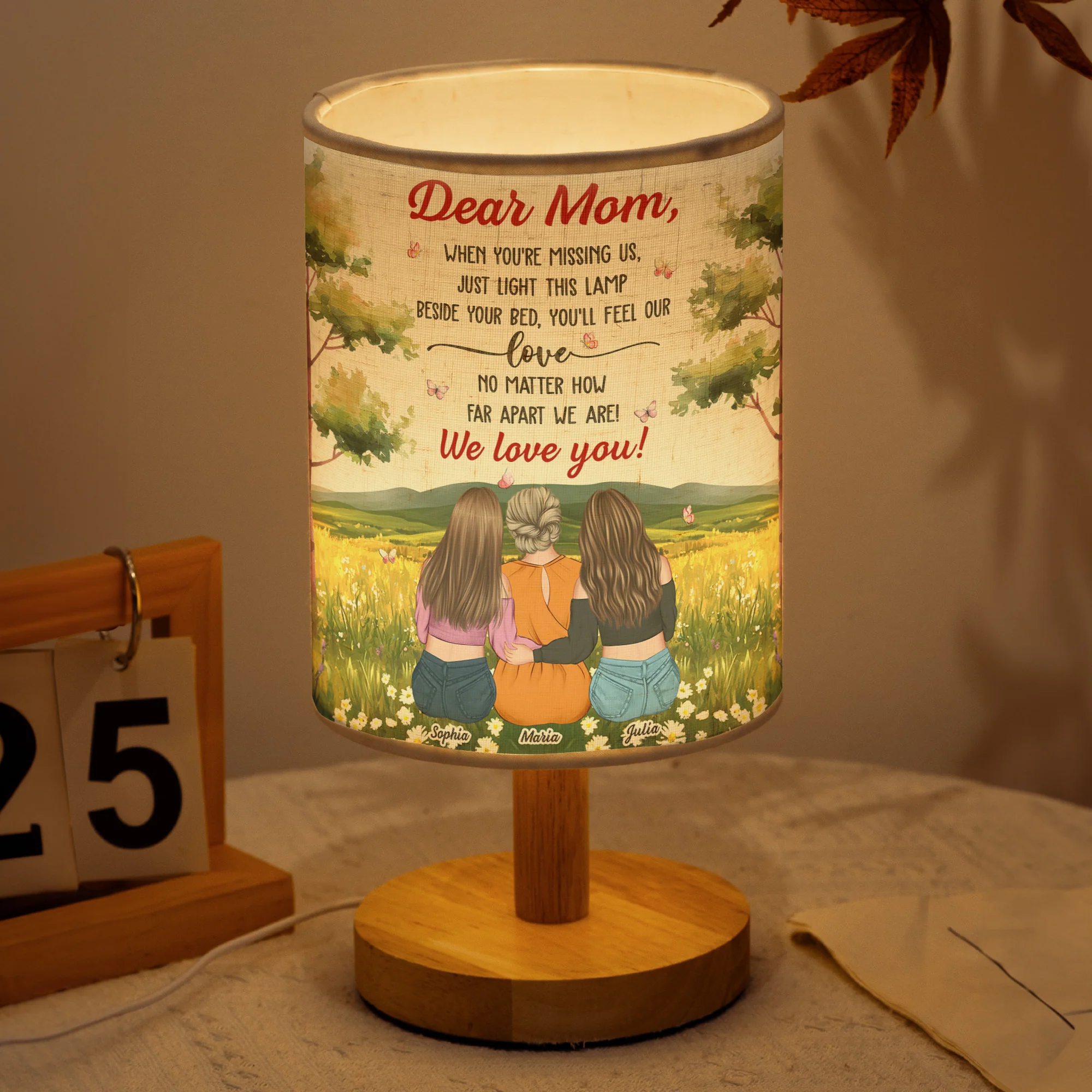 Mom Gift When You're Missing Us Light This Lamp - Personalized Fabric Lamp