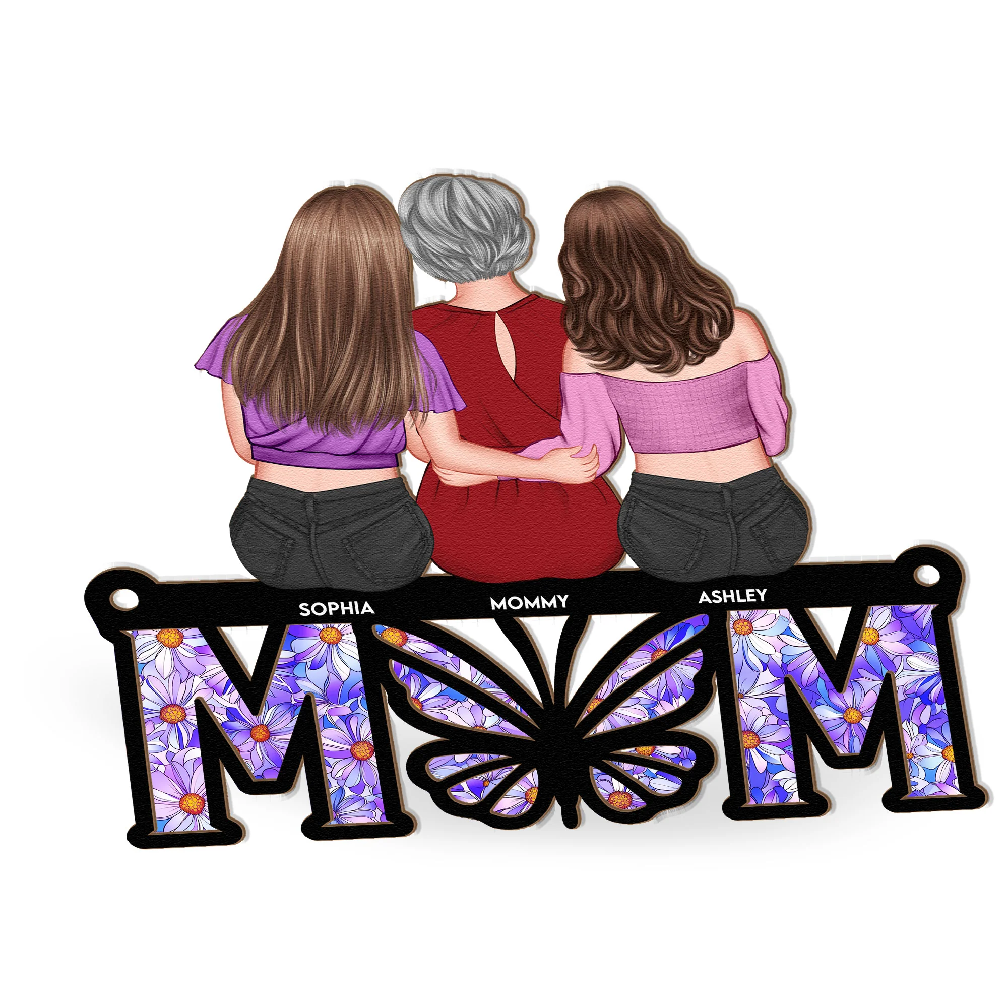 Mom & Her Children - Personalized Window Hanging Suncatcher Ornament - Image 3