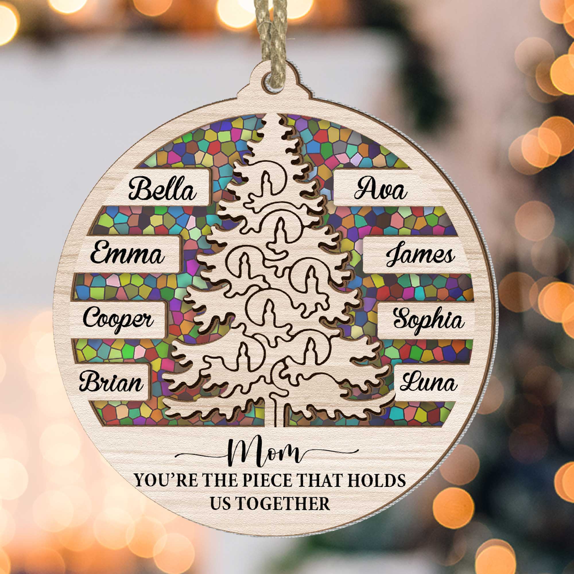 Mom Holds Us Together - Personalized Suncatcher Ornament - Image 5