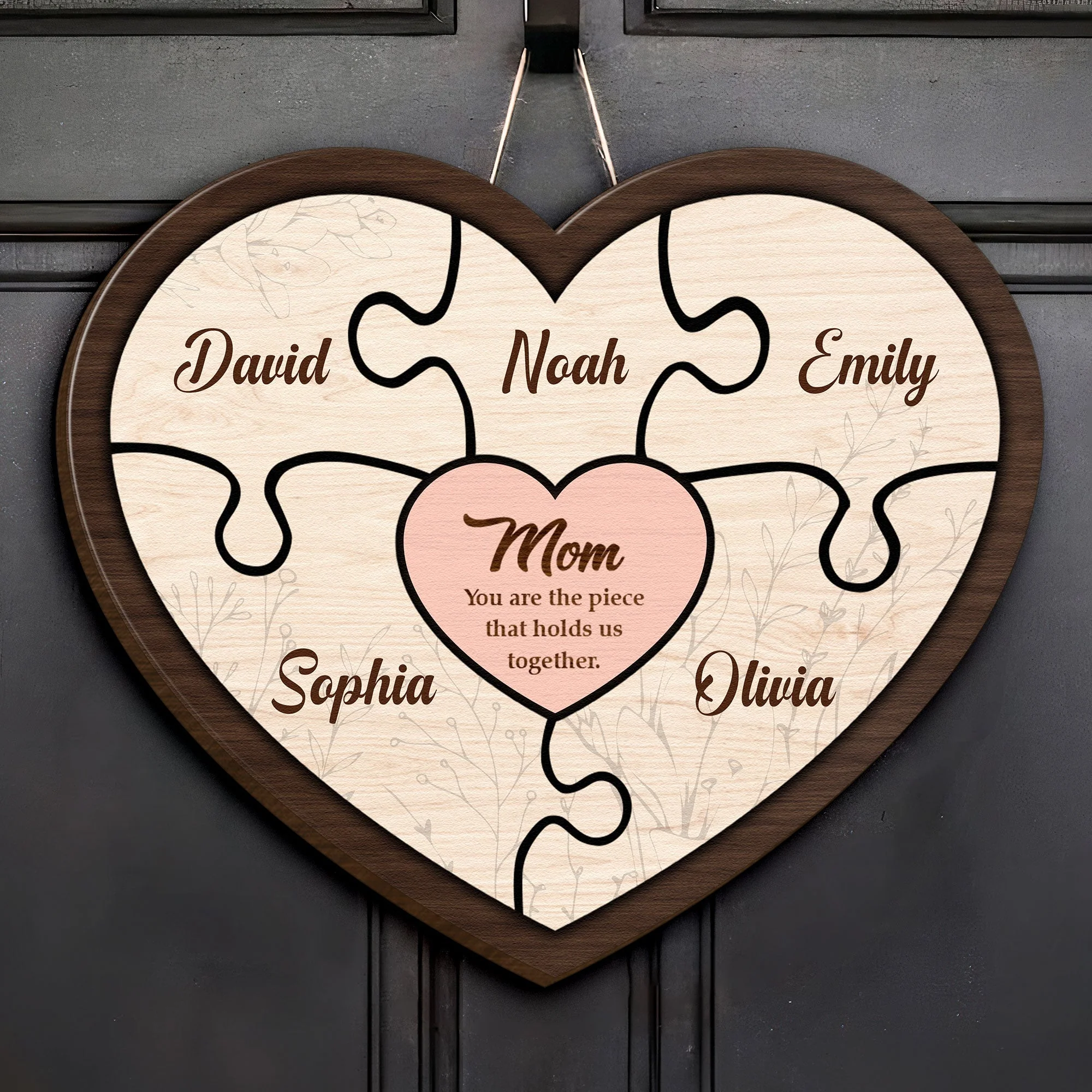 Mom Holds Us Together - Personalized Wood Sign - Image 2