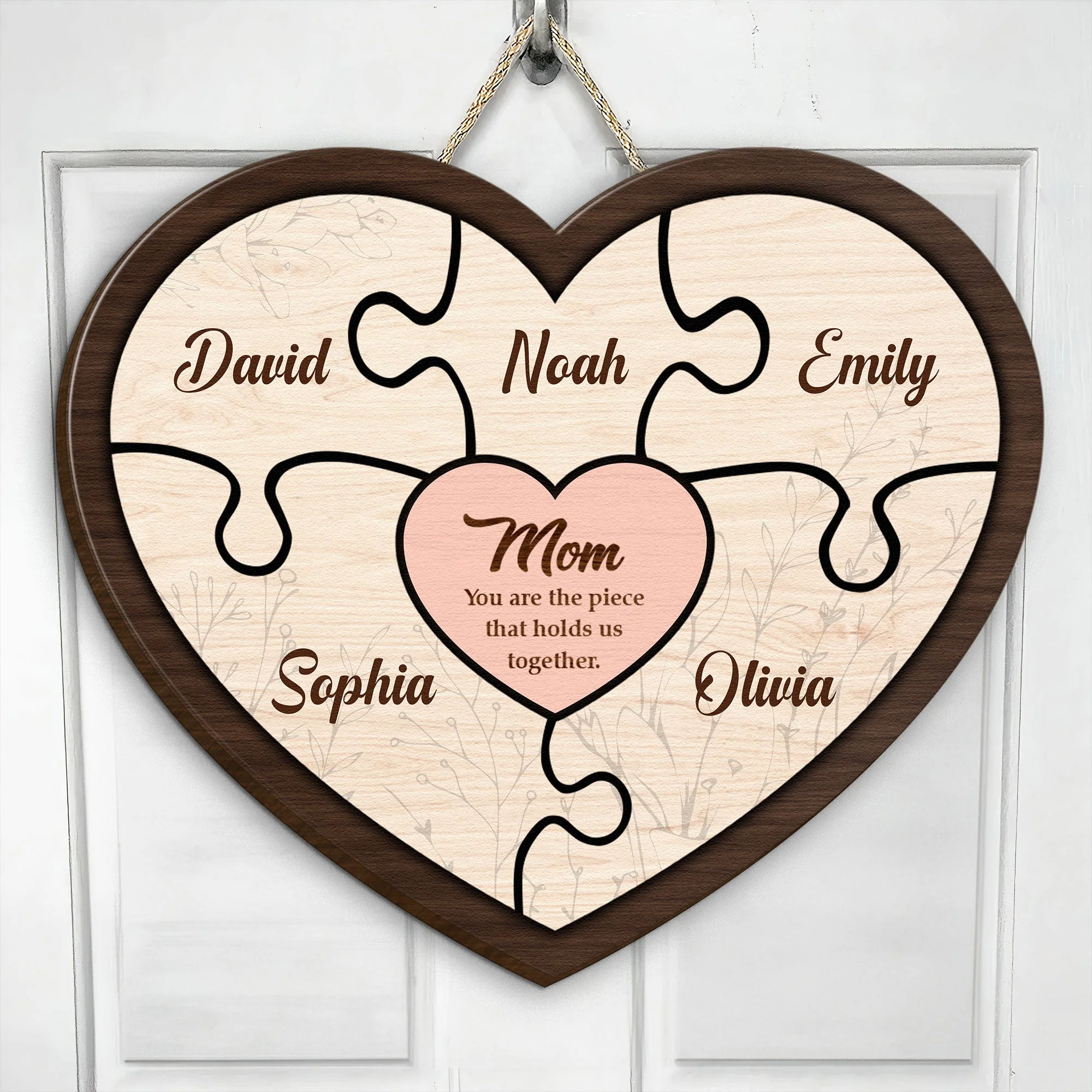 Mom Holds Us Together - Personalized Wood Sign - Image 3