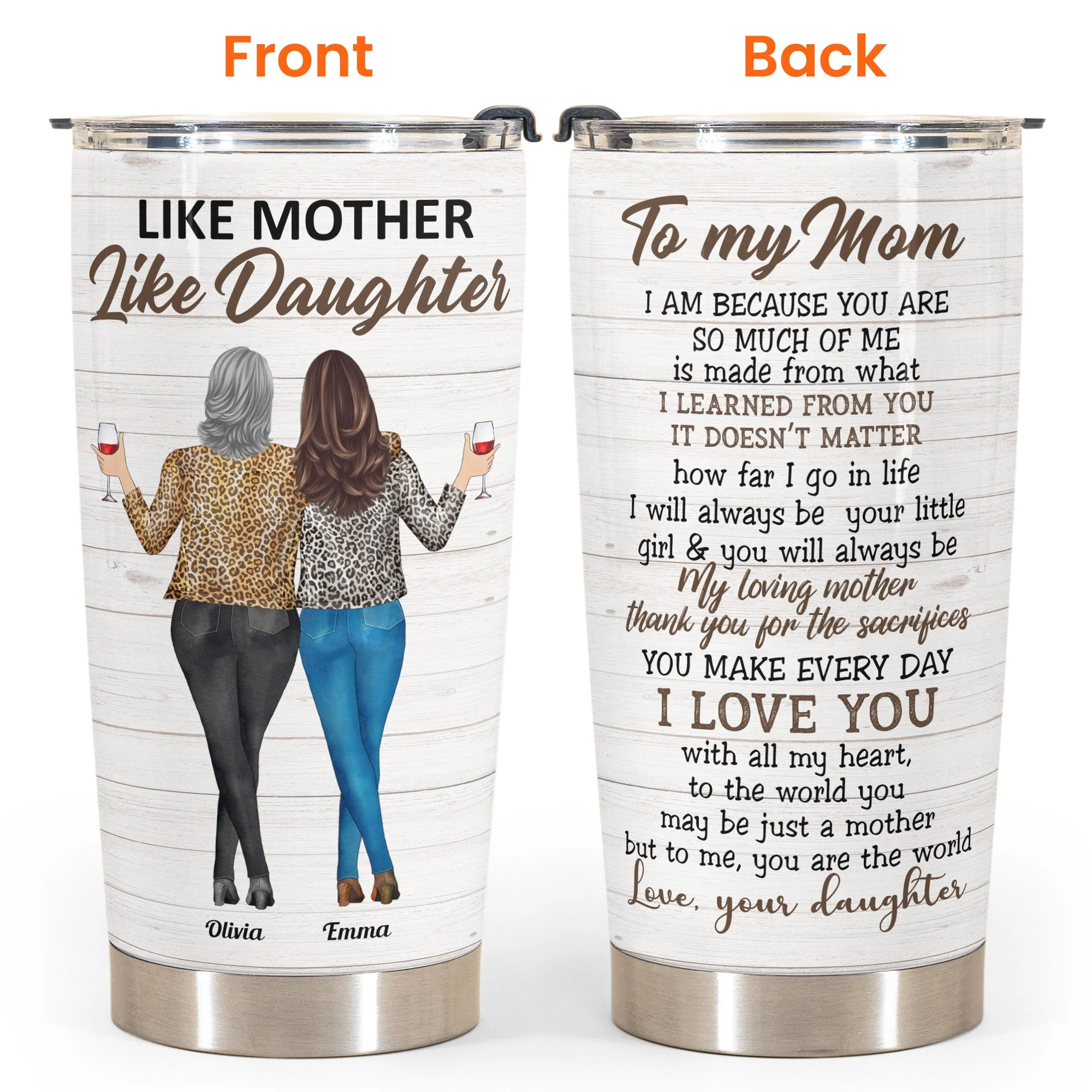 Mom I Am Because You Are - Personalized Tumbler Cup - Birthday, Mother's Day Gift For Mother, Mom - Image 4