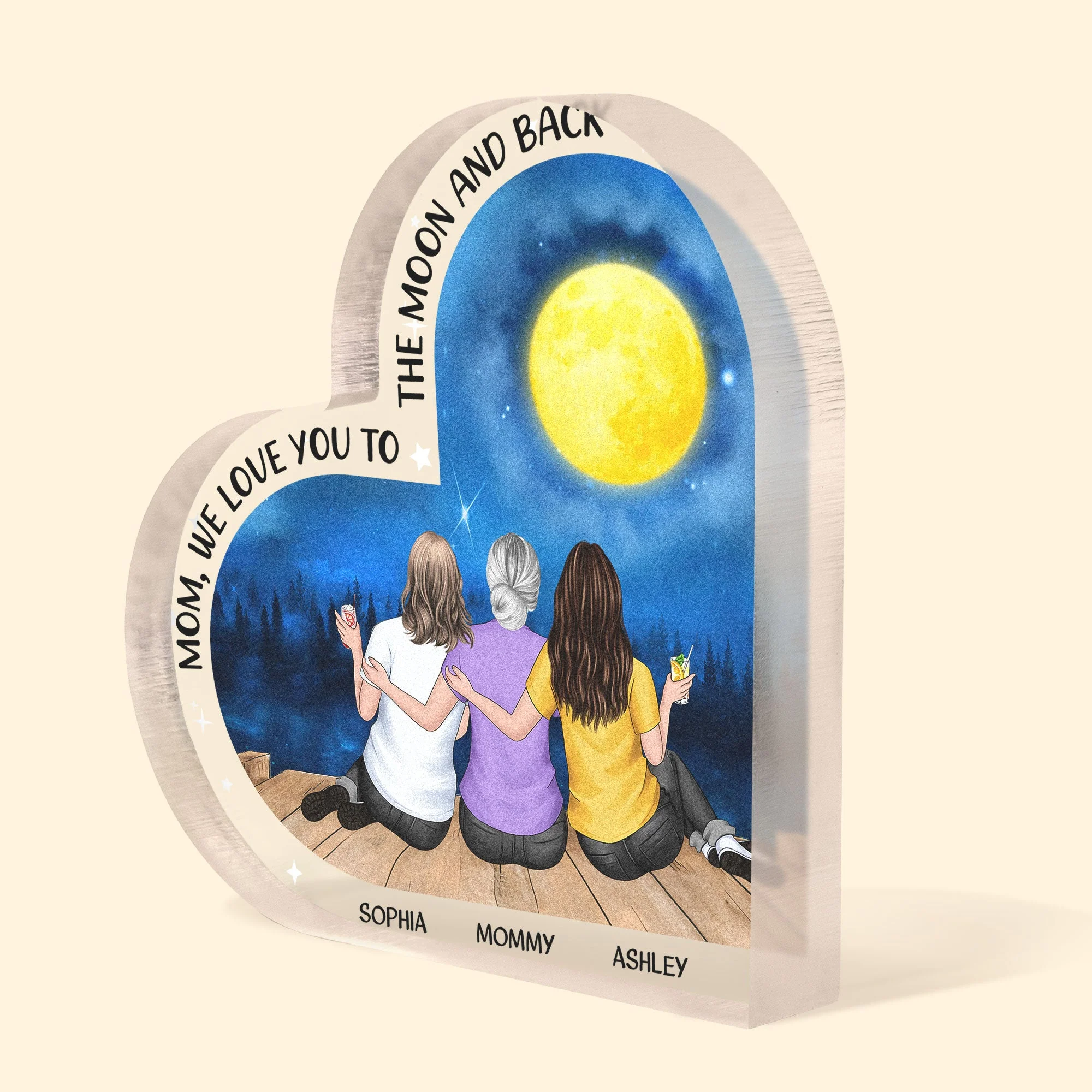 Mom I Love You To The Moon & Back - Personalized Acrylic Plaque - Image 6