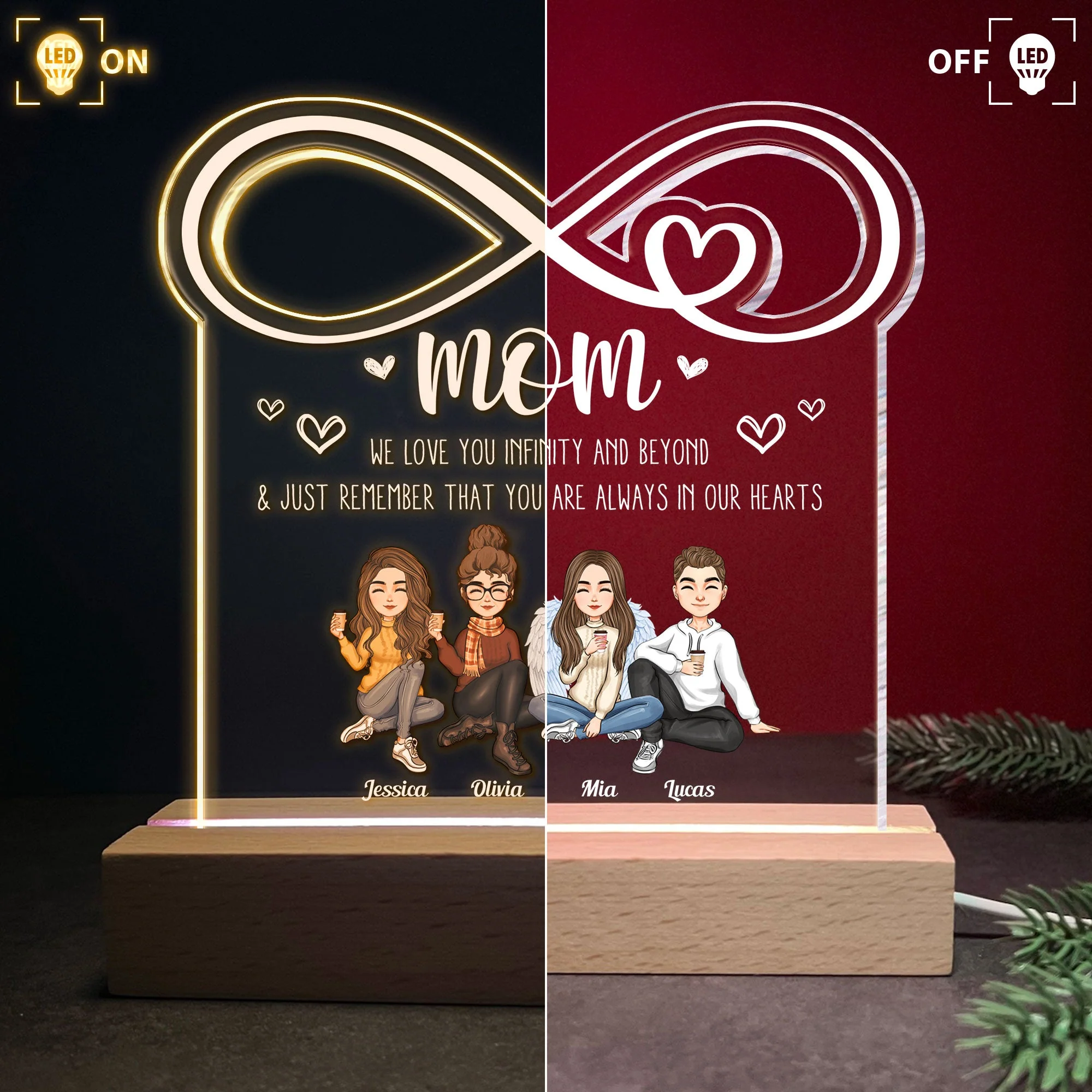 Mom Infinity Love Between Mother & Daughter - Personalized LED Light - Image 2