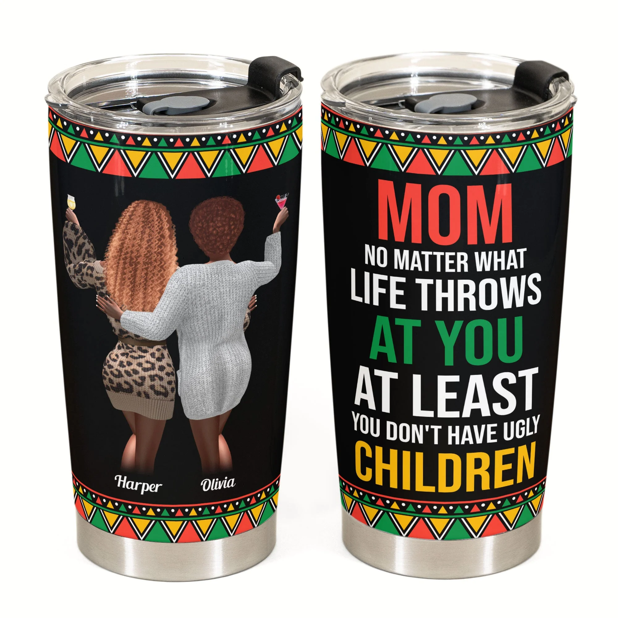 Mom No Matter What - Leopard Design - Personalized Wine Tumbler - Birthday Gift Mother's Day Funny Gift For Mom, Daughers - Image 2
