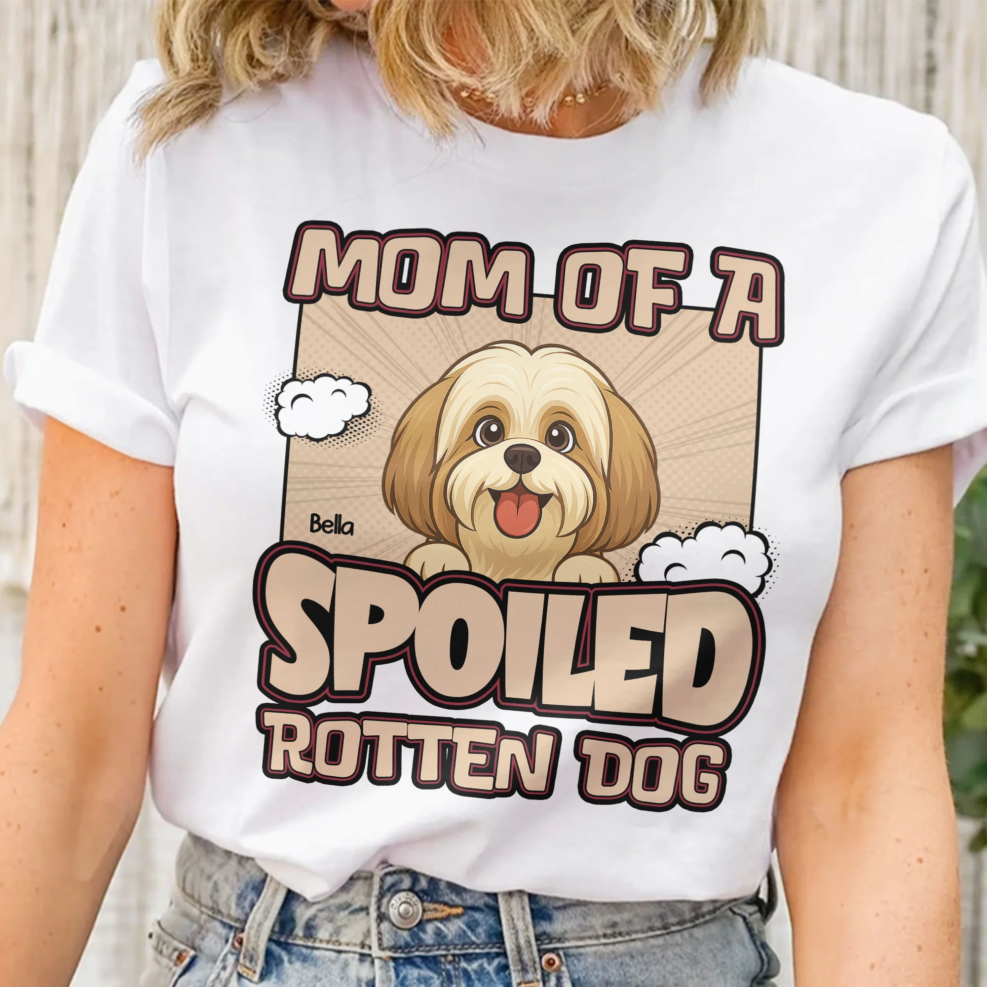 Mom Of A Spoiled Rotten Dog - Retro Dog Version - Personalized Shirt - Image 3