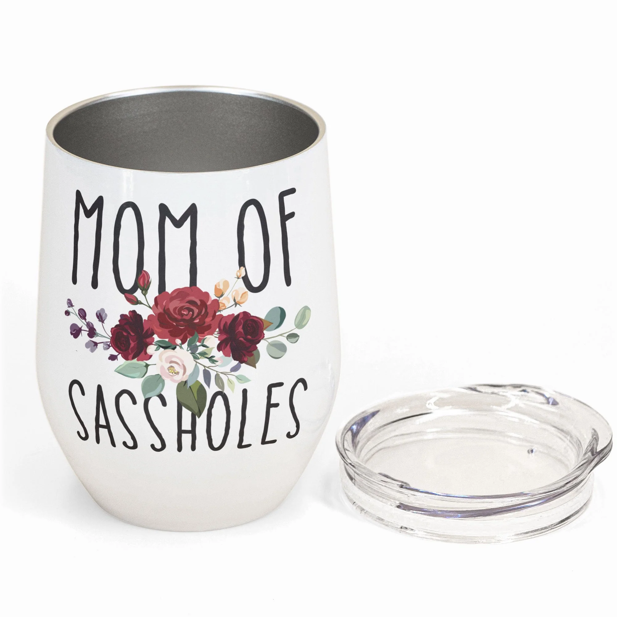 Mom Of Sassholes - Personalized Wine Tumbler - Birthday, Mother's Day Gift For Mother, Mom, Mama From Daughter - Image 4