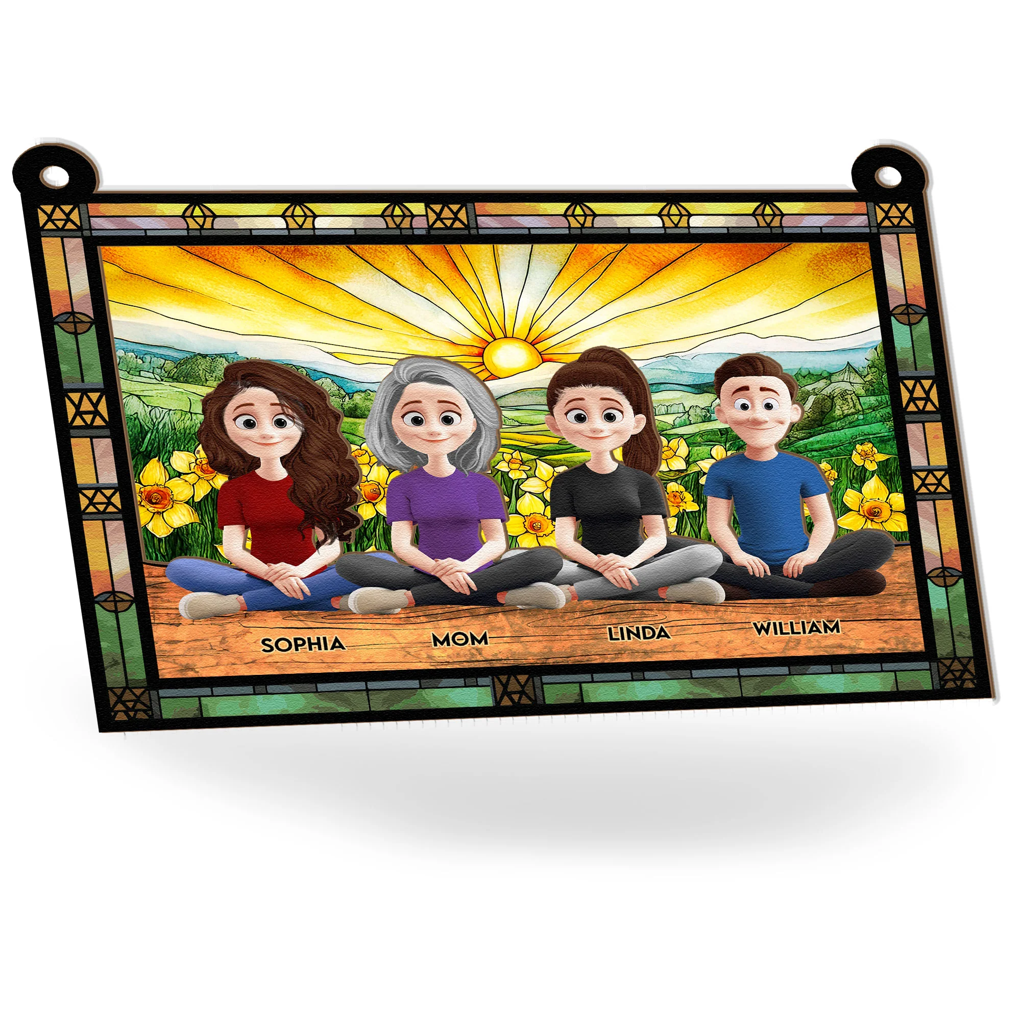 Mom Sitting With Children - Personalized Window Hanging Suncatcher Ornament - Image 3