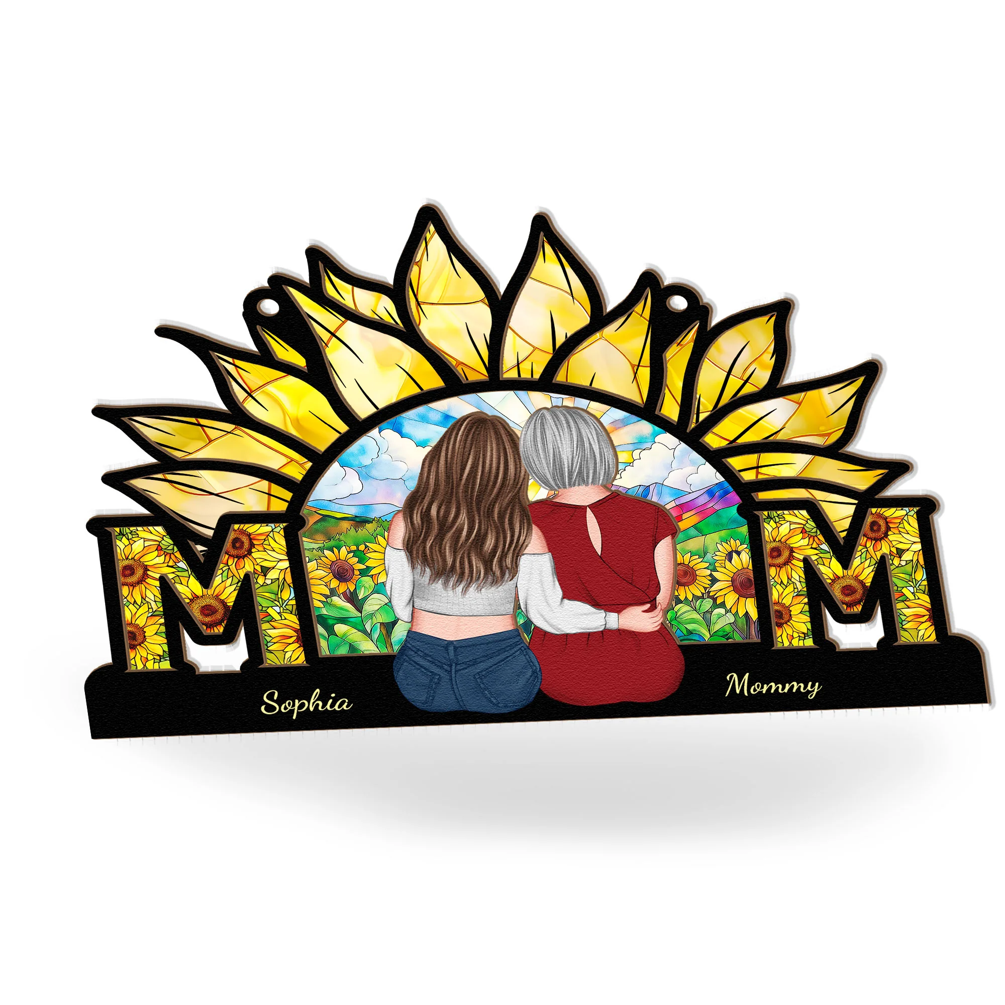 Mom - Sunflower Version - Personalized Window Hanging Suncatcher Ornament - Image 3