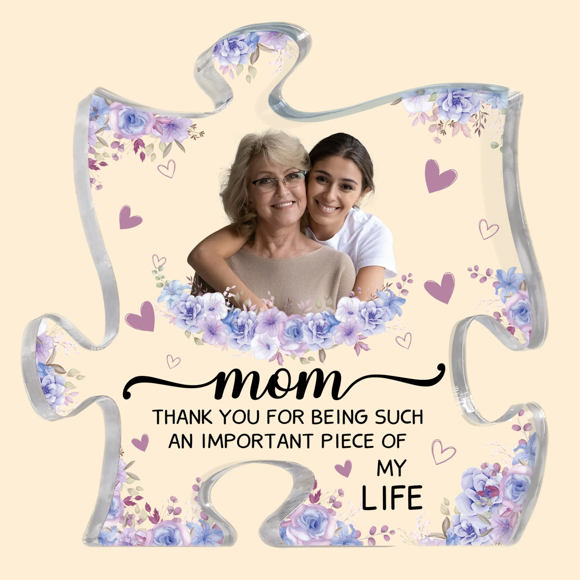 Mom Thank You For Being Such An Important Piece - Personalized Acrylic Photo Plaque - Image 4