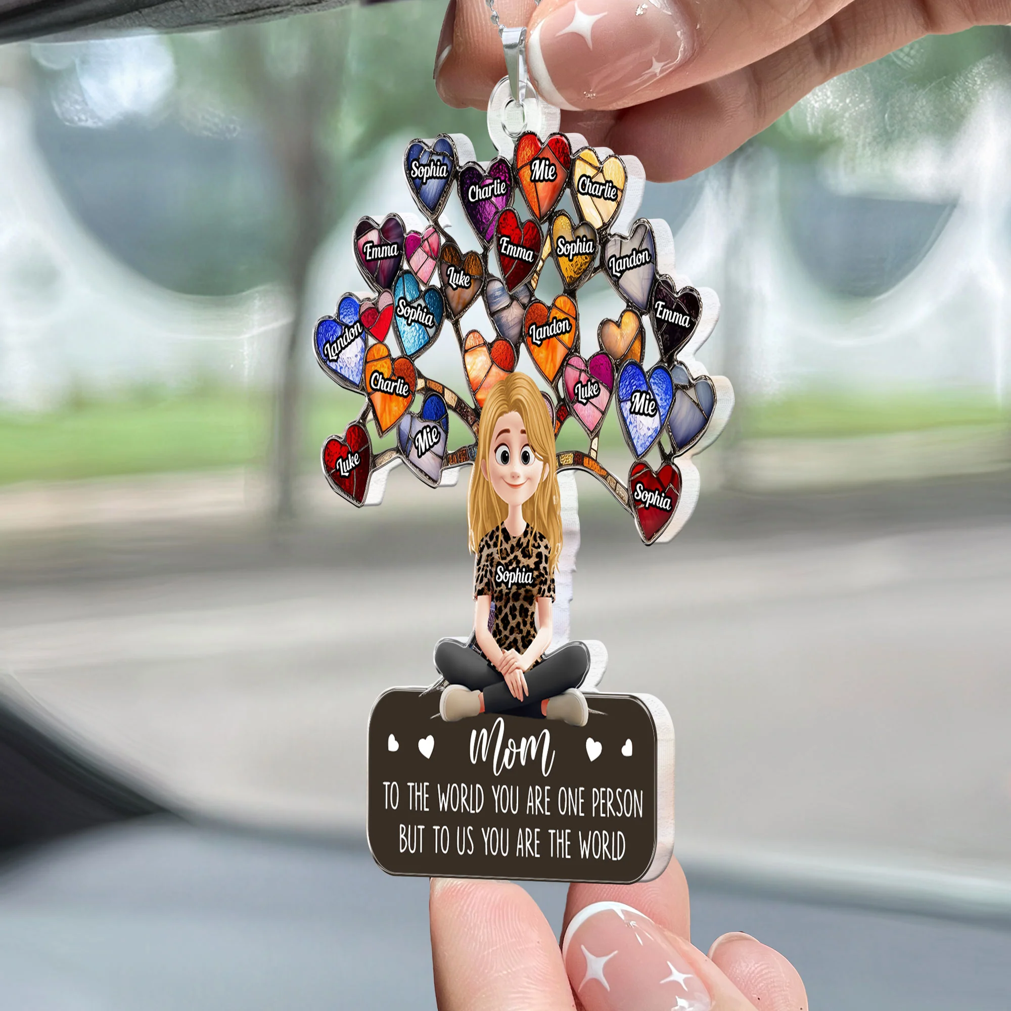 Mom To The World - Personalized Rear View Mirror Accessory - Image 2
