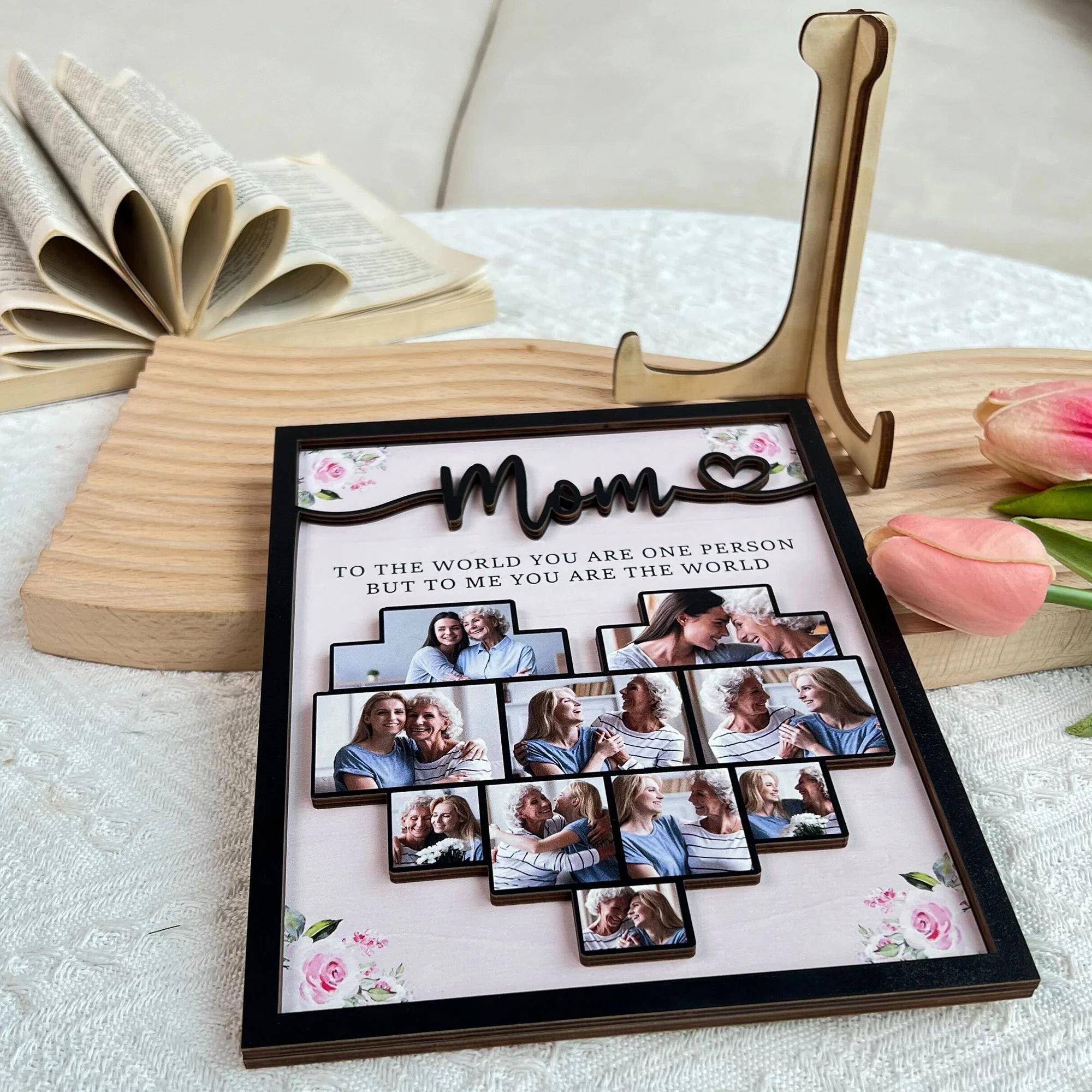 Mom To The World You Are One Person - Personalized Wooden Photo Plaque - Image 4