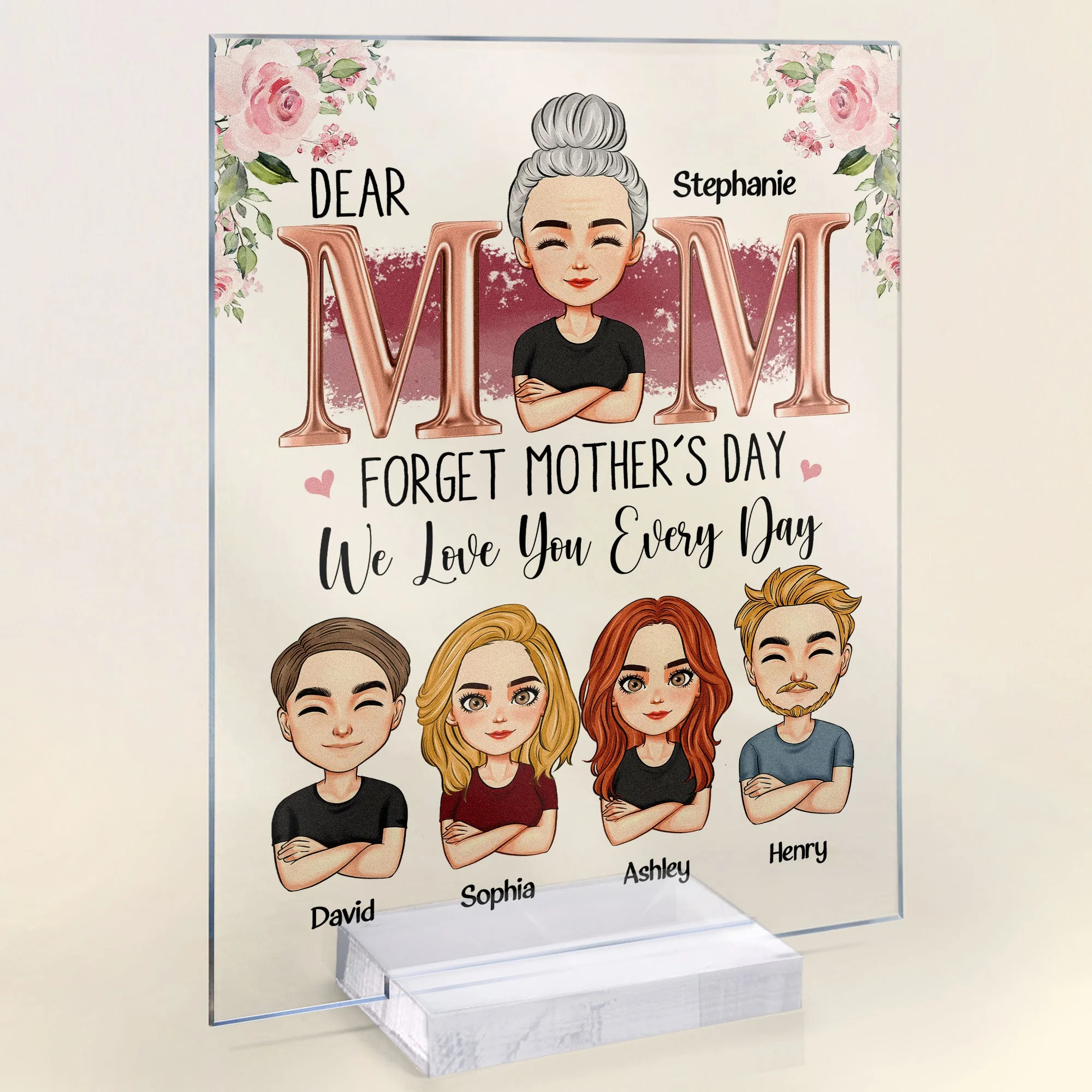 Mom We Love You Every Day - Personalized Acrylic Plaque - Image 3