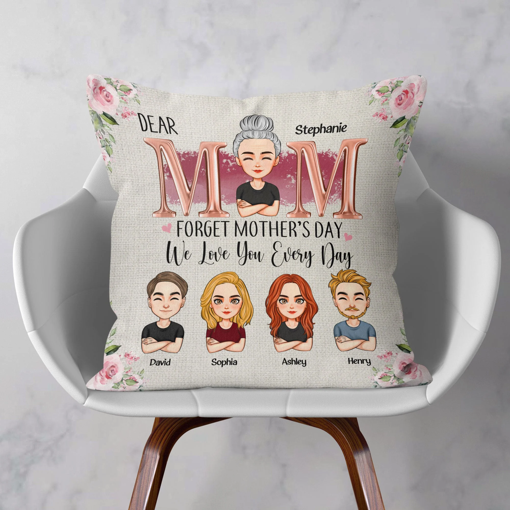 Mom We Love You Every Day - Personalized Pillow (Insert Included) - Image 2