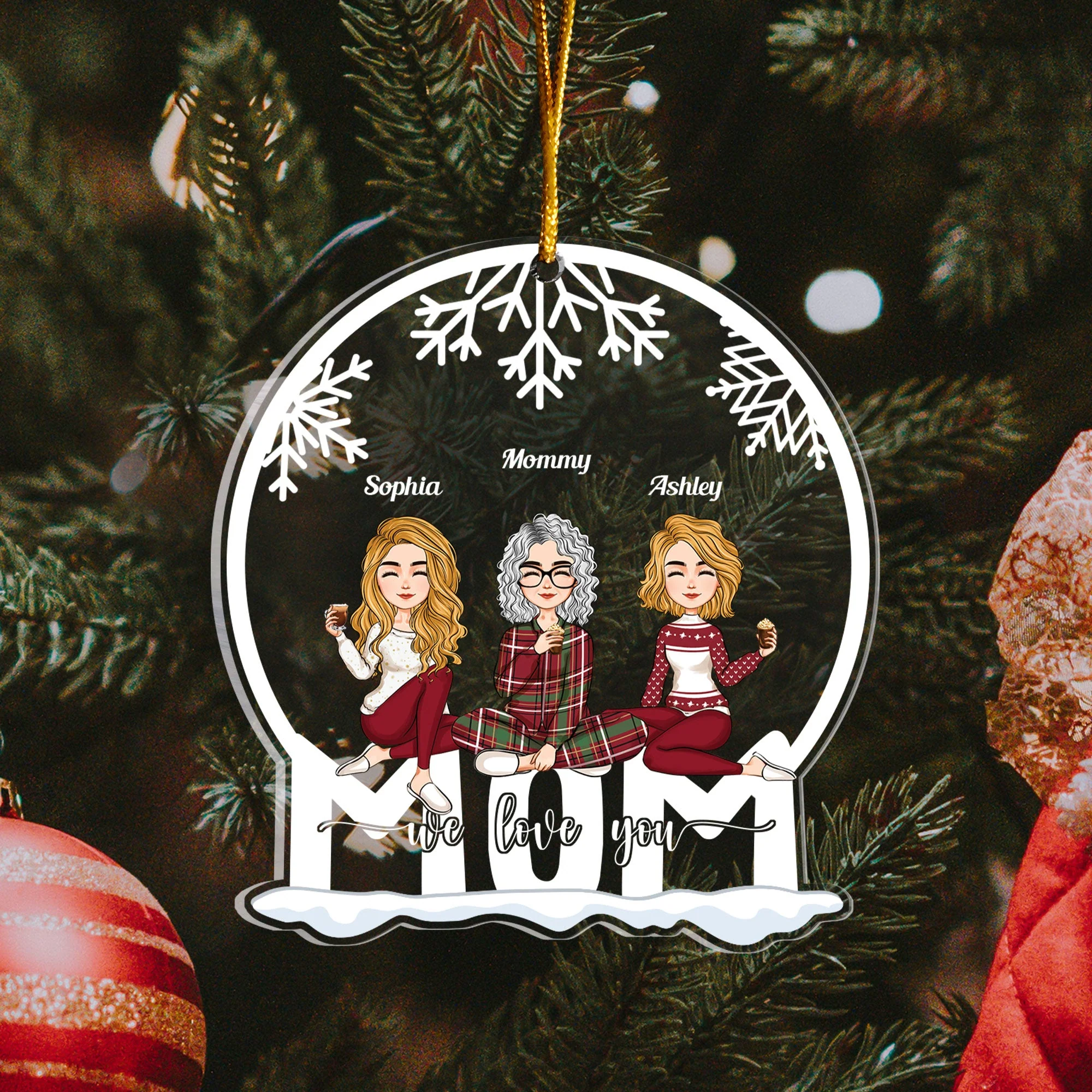 Mom - We Love You - Personalized Custom Shaped Acrylic Ornament - Image 2