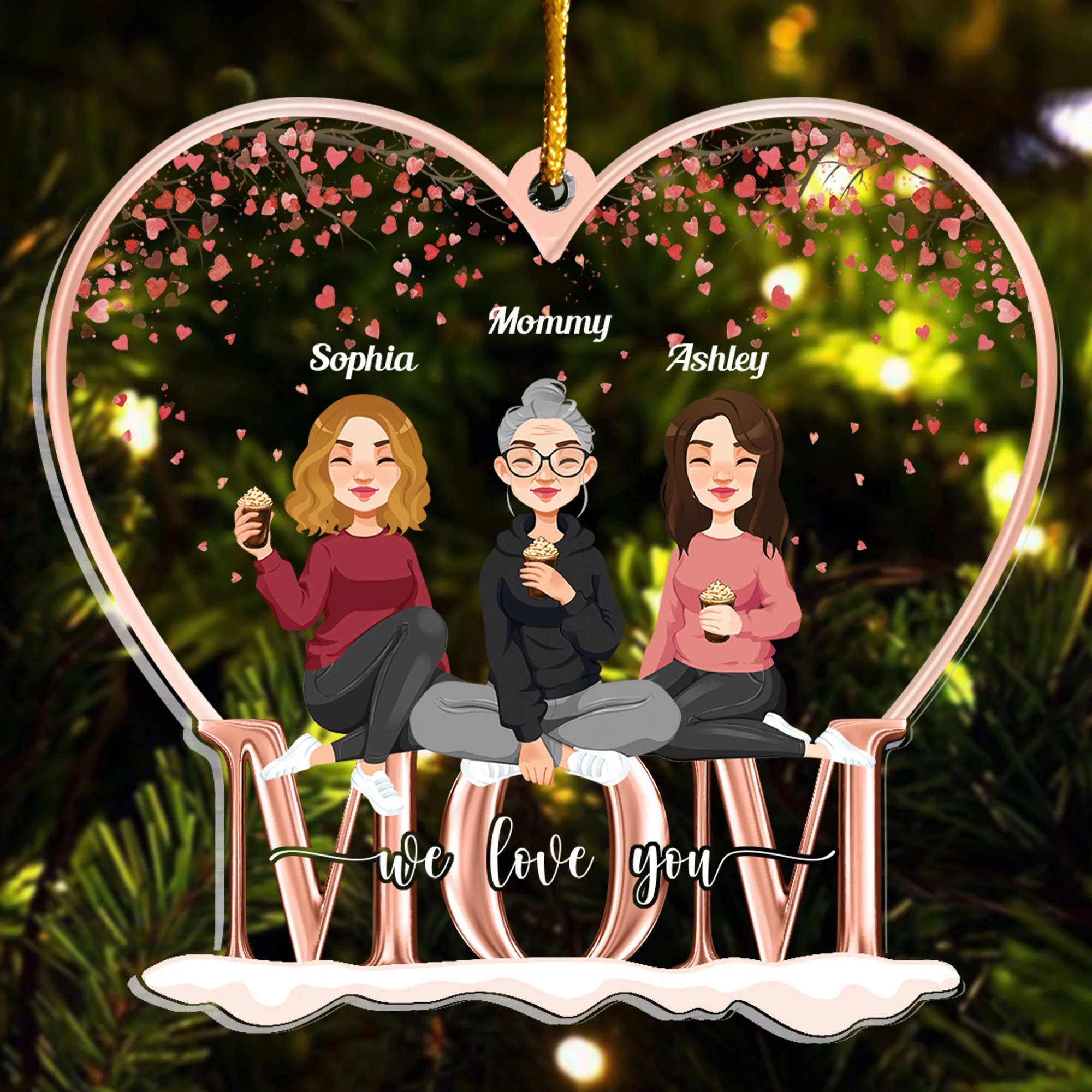 Mom We Love You - Personalized Mom Heart Shaped Acrylic Ornament - Image 2