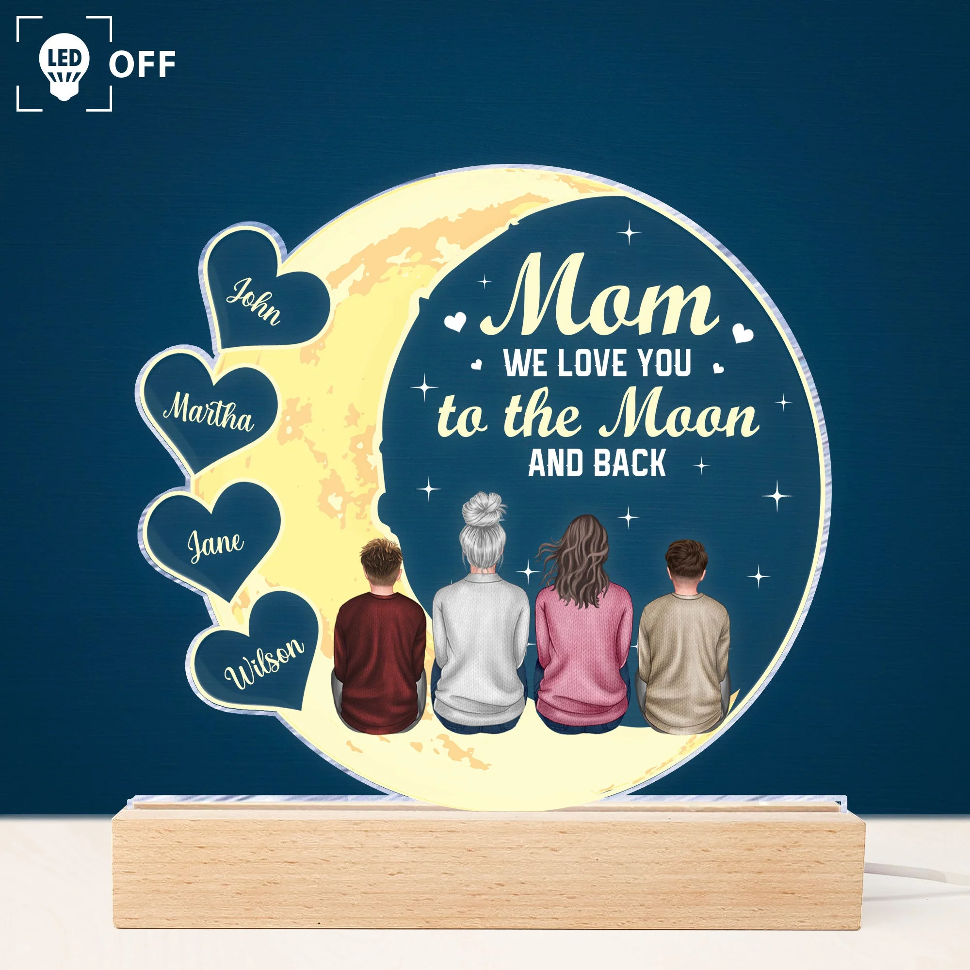 Mom We Love You To The Moon And Back - Personalized LED Light - Image 2