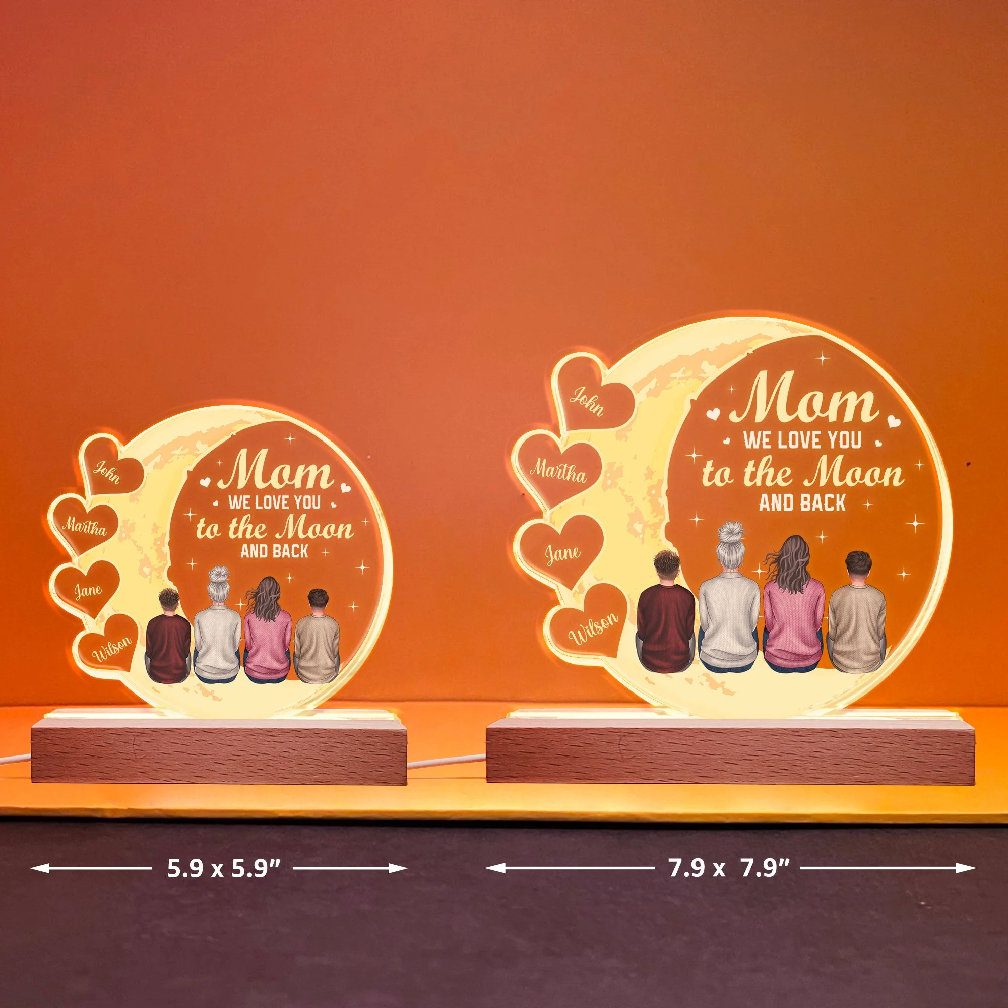 Mom We Love You To The Moon And Back - Personalized LED Light - Image 6