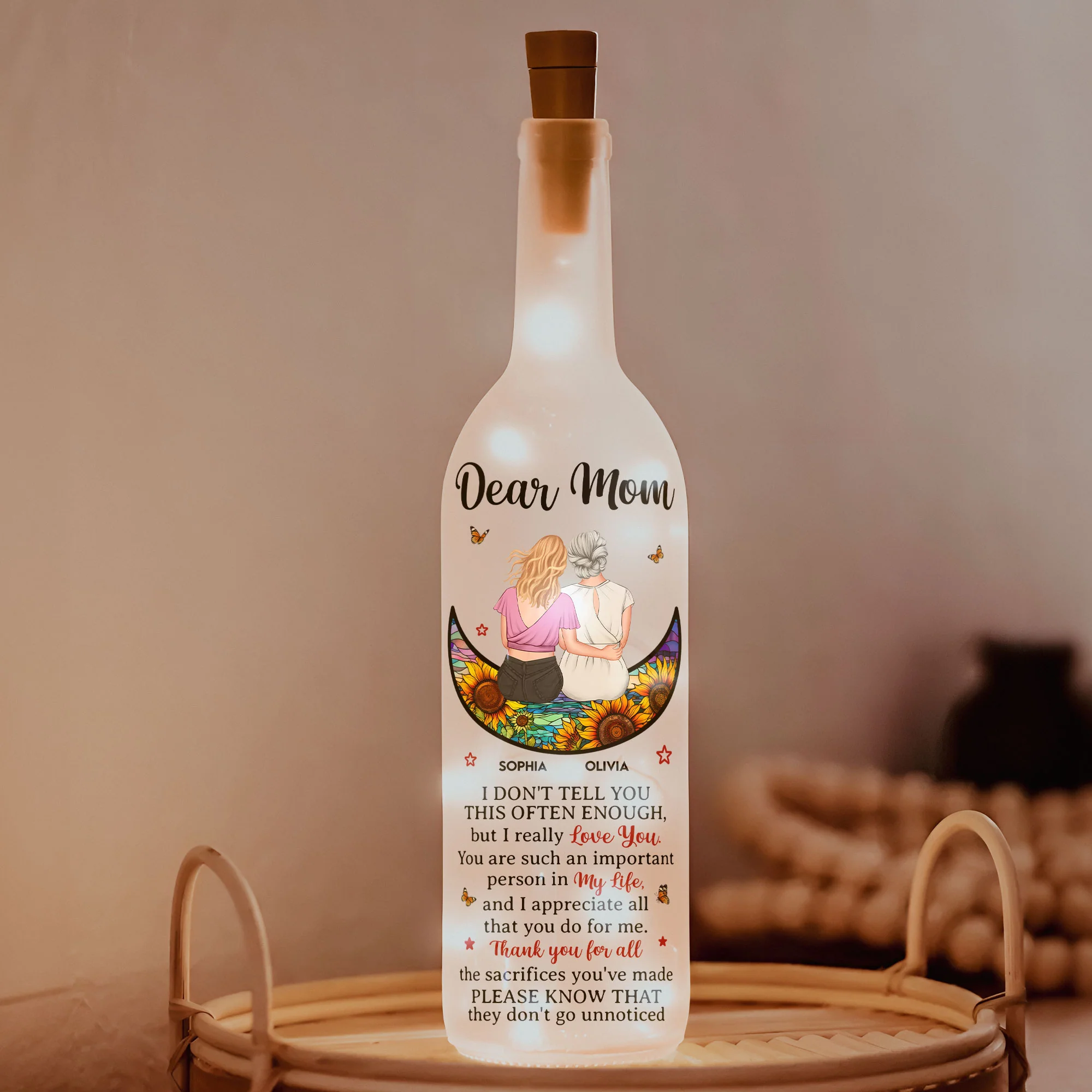 Mom, We Really Love You - Personalized Bottle Lamp
