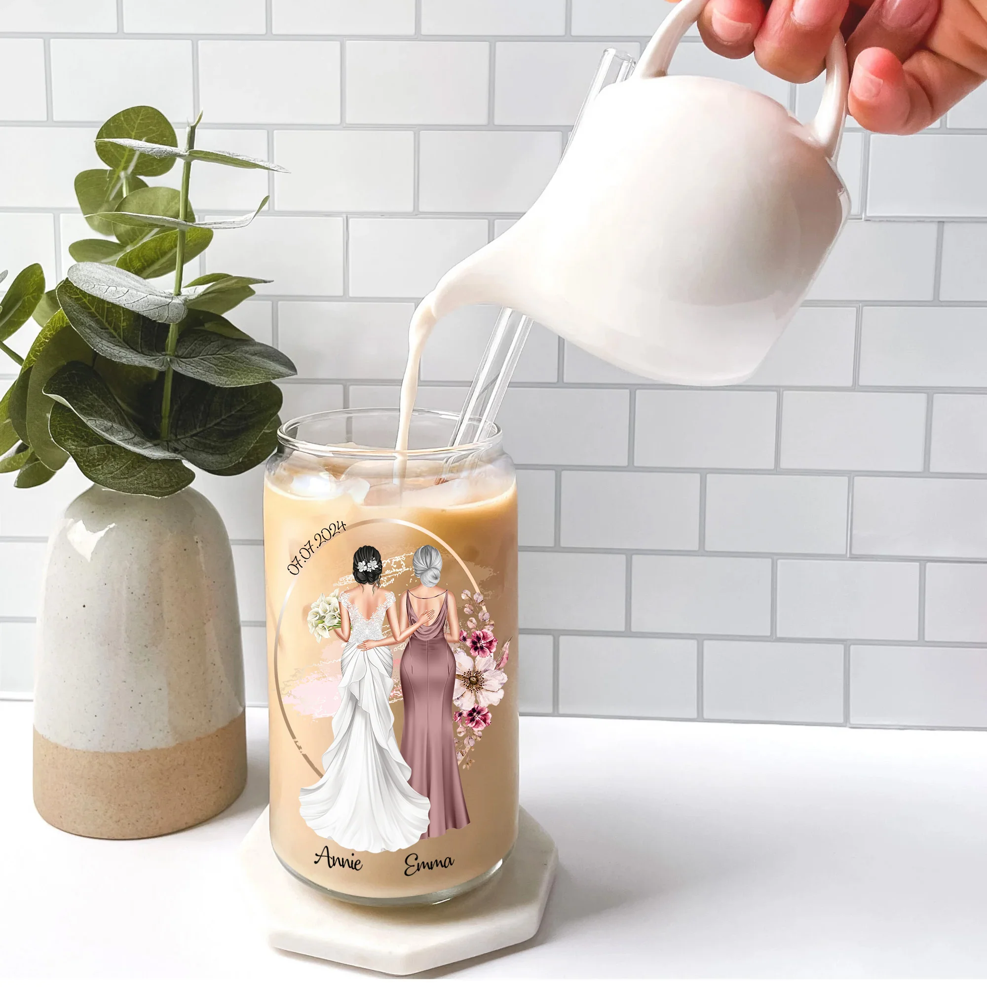 Mom Wedding Gift As I Step Into This New Chapter - Personalized Clear Glass Cup - Image 5