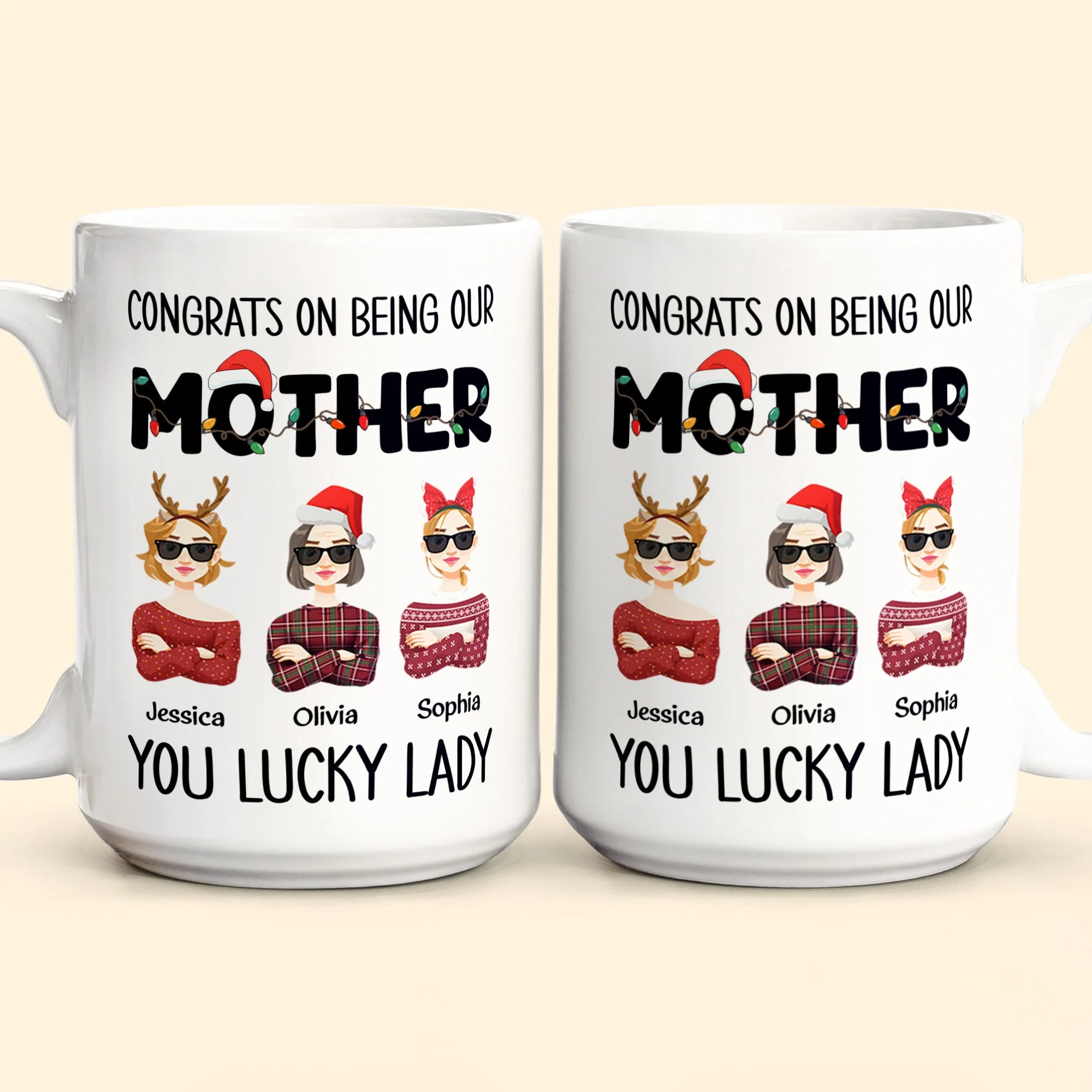Mom, You Lucky Lady - Personalized Mug - Image 2