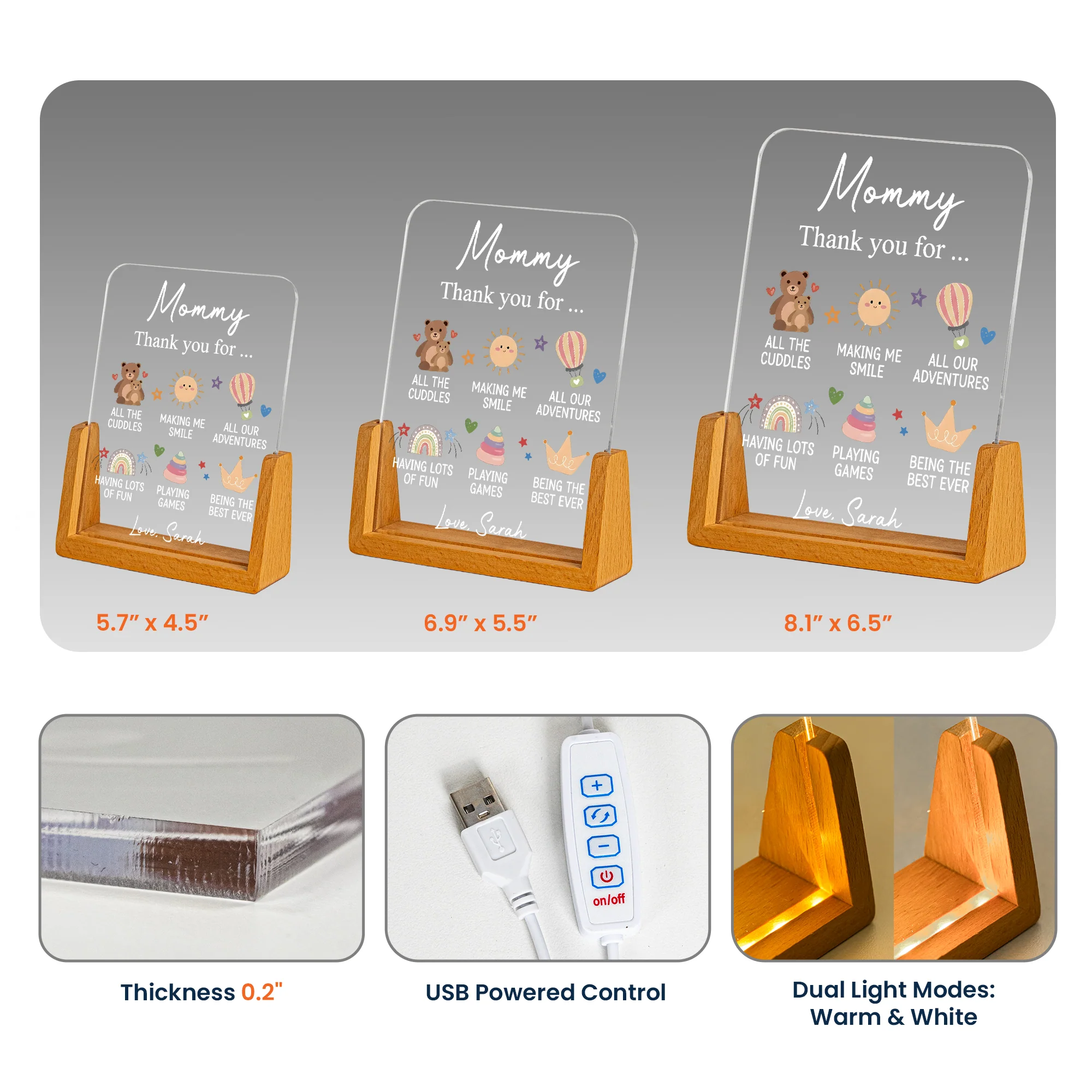 Mommy Gifts From Baby Son Daughter - Personalized Night Light - Image 5
