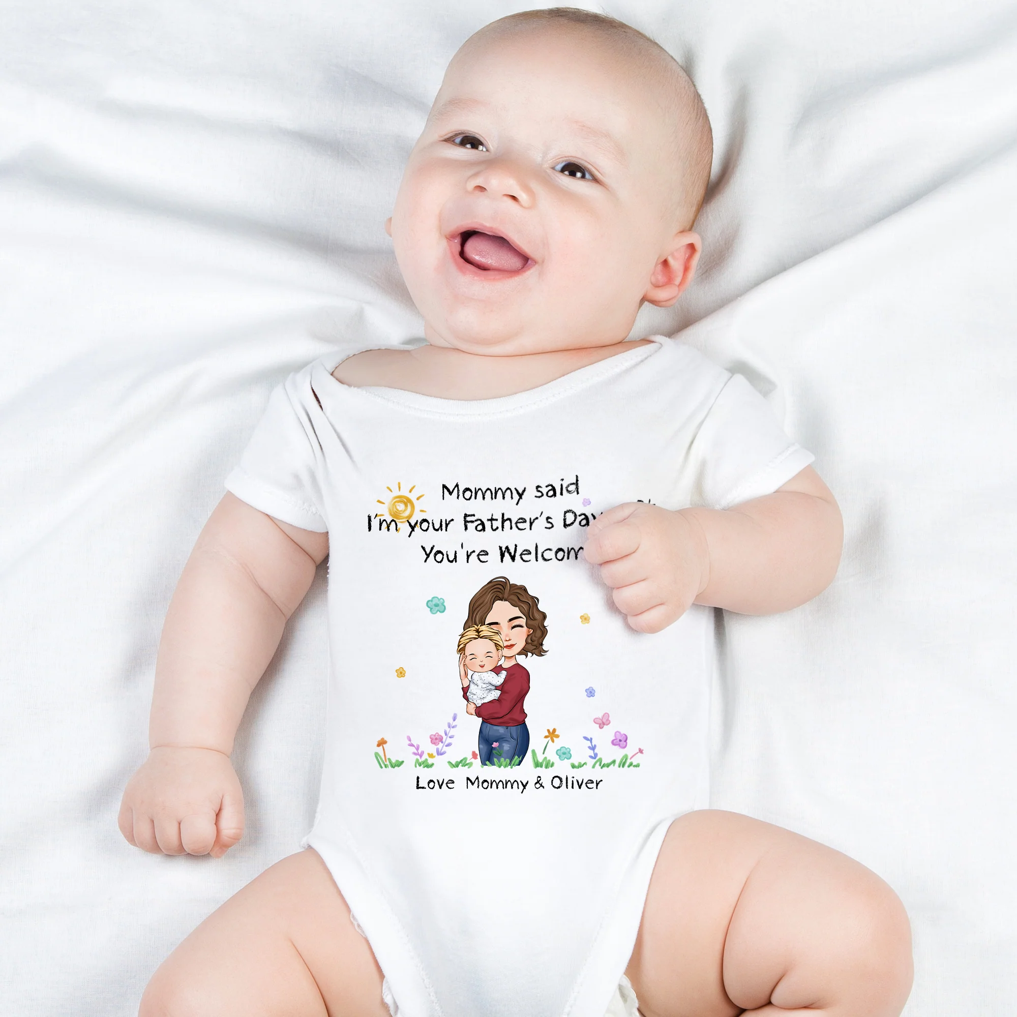 Mommy Said I'm Your Father's Day Gift First Time Dad - Personalized Baby Onesie - Image 5