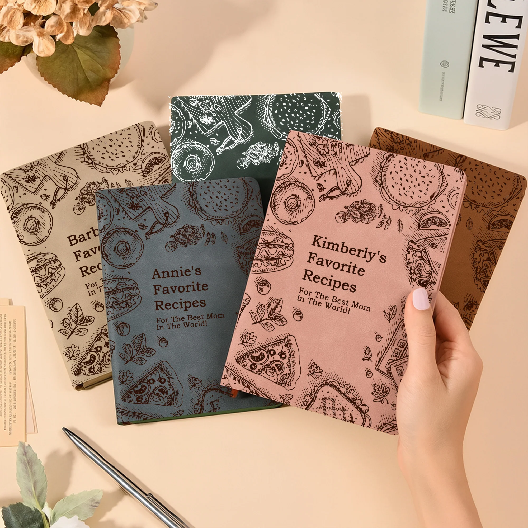 Mom's Favorite Recipes Book - Personalized Leather Journal - Image 2