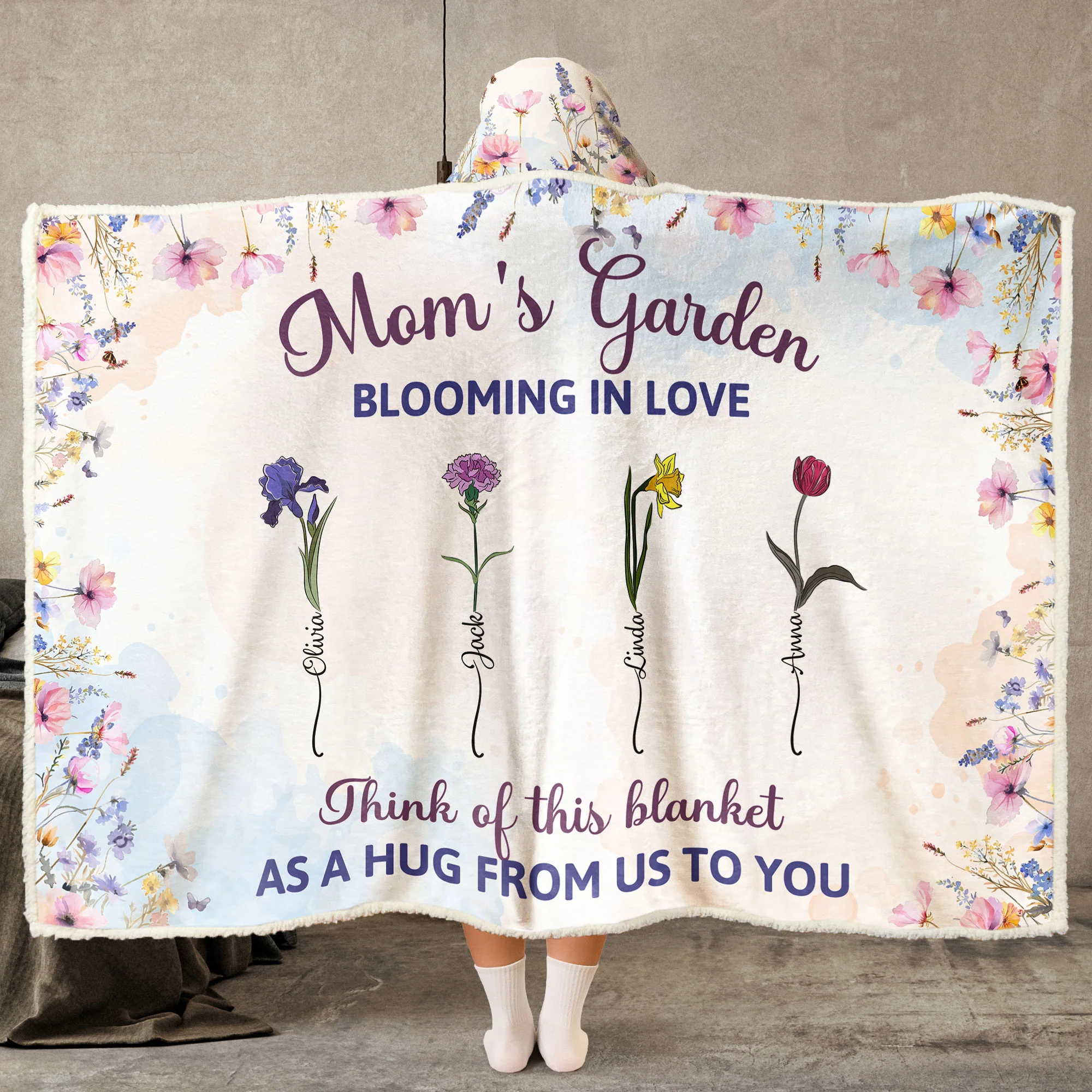 Mom's Garden Blooming In Love - Personalized Wearable Blanket Hoodie - Image 2