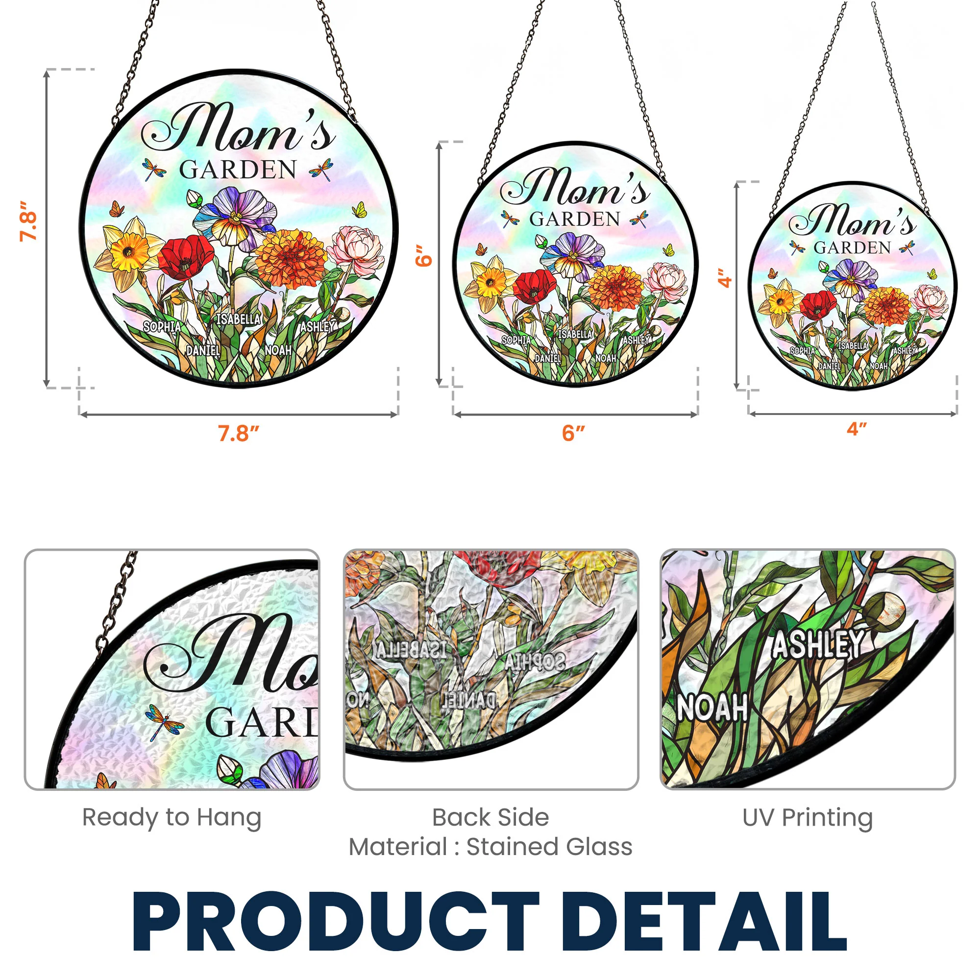 Mom's Garden Custom With Birth Flowers - Personalized Window Hanging Suncatcher - Image 5