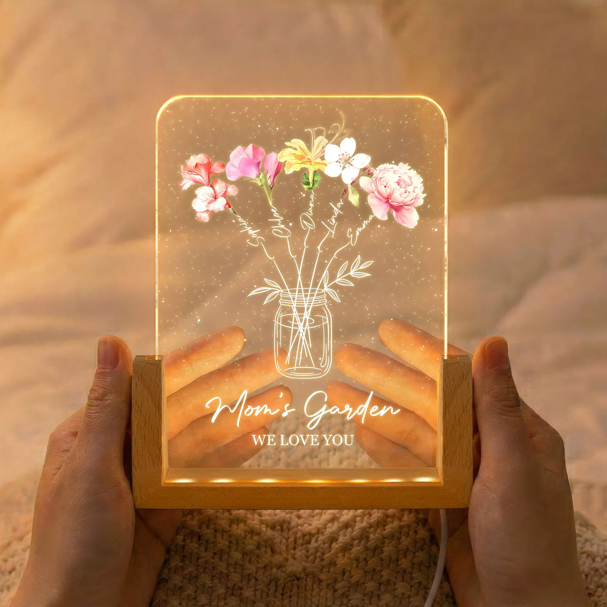 Mom's Garden We Love You - Custom Kids' Birth Flowers - Personalized Night Light - Image 2