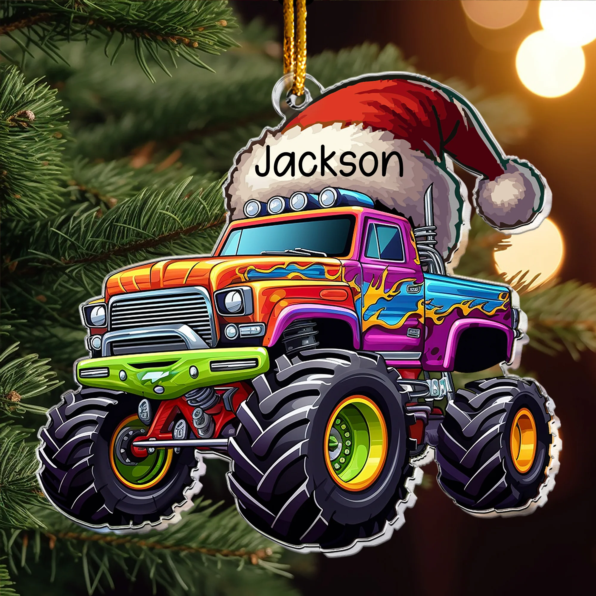 Monster Truck - Custom Name Ornament Gifts For Son, Boy, Kids - Personalized Acrylic Ornament - Image 2