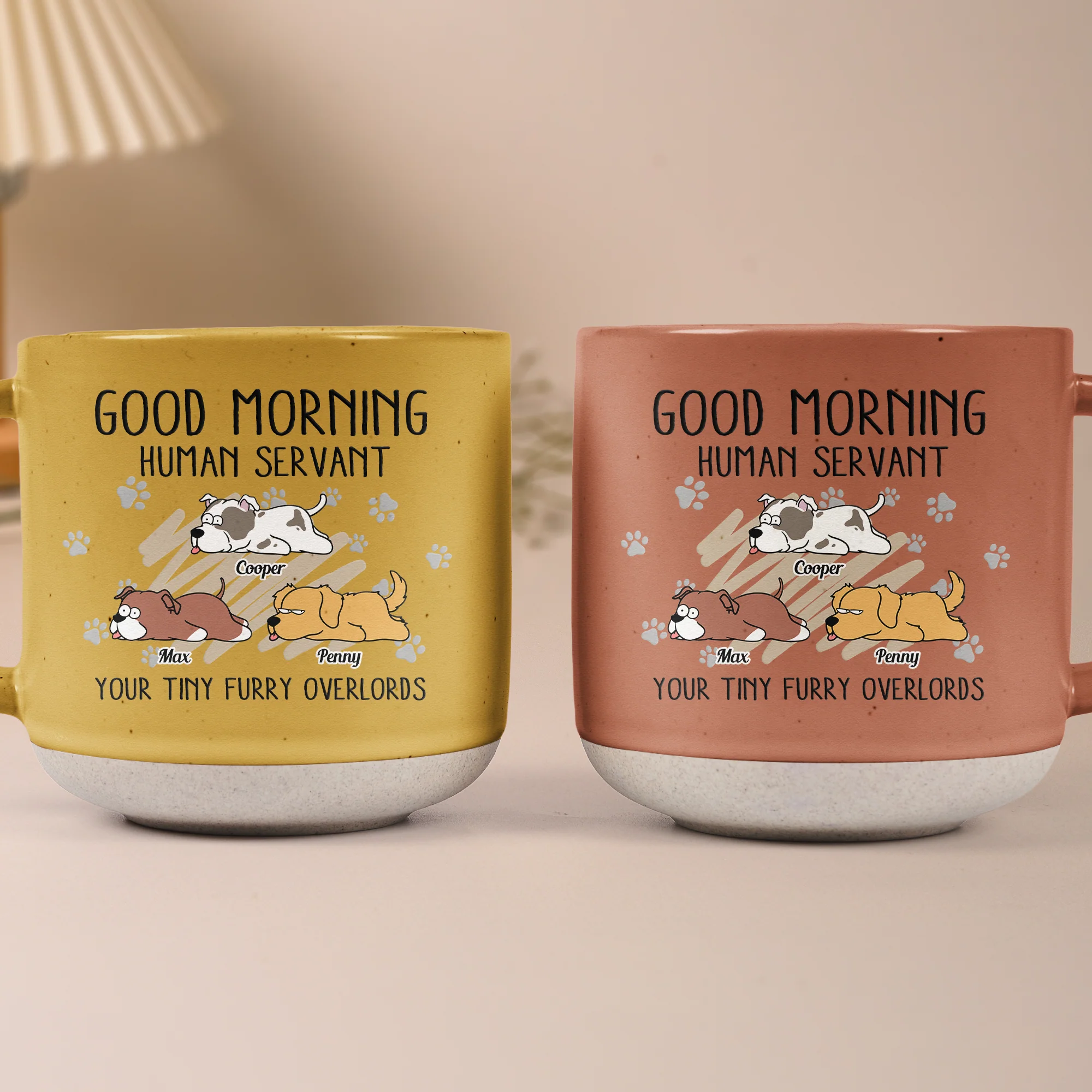 Morning! Human Servant Your Tiny Furry Overlords - Personalized Pottery Mug - Image 5