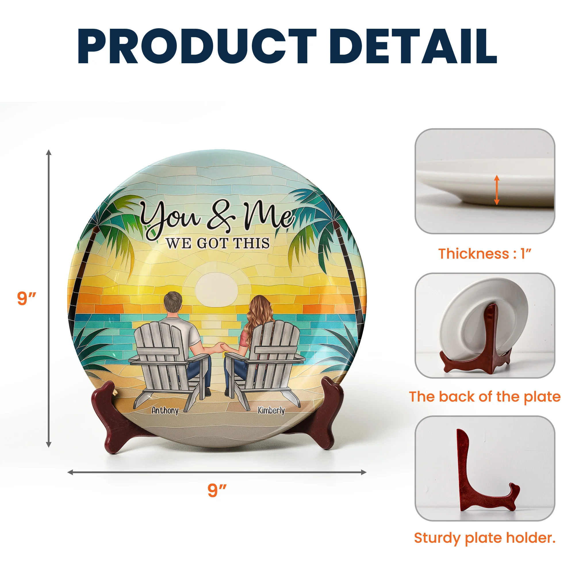 Mosaic Style You & Me We Got This New Version - Personalized Ceramic Plate - Image 5