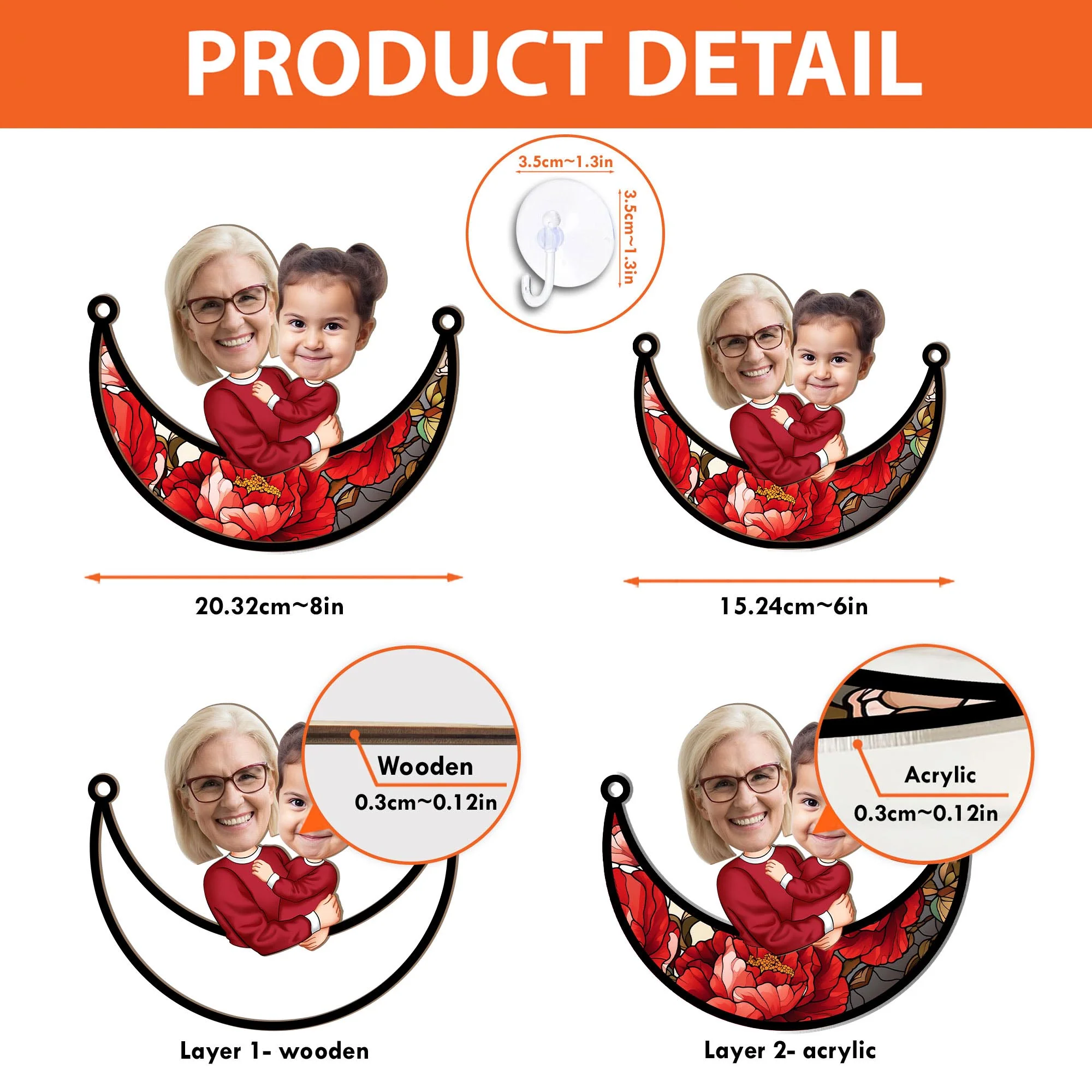 Mother And Child - Personalized Window Hanging Suncatcher Photo Ornament - Image 5