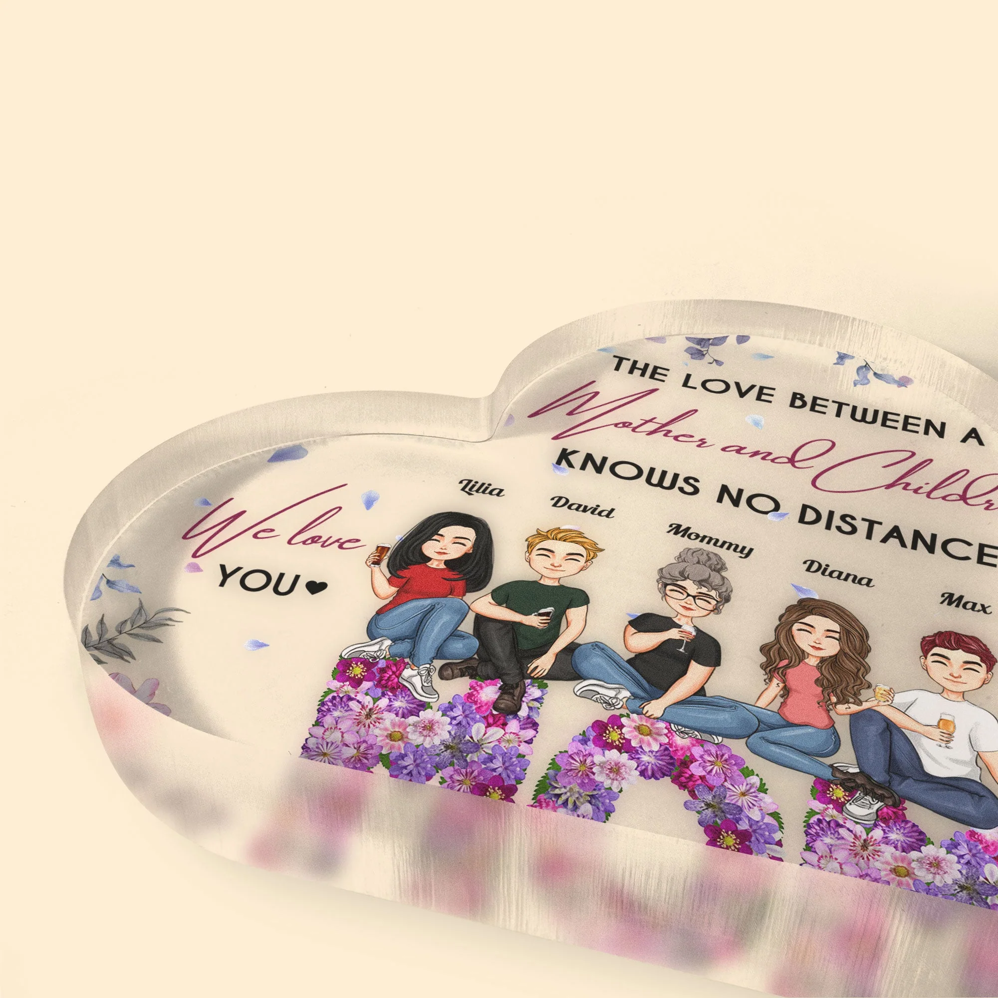 Mother And Children Best Friends Forever - Personalized Heart Acrylic Plaque - Image 3