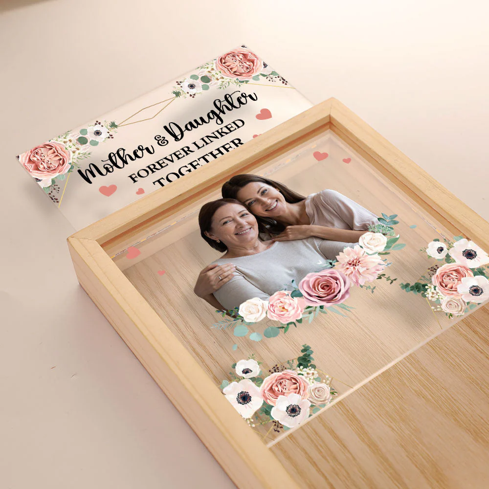 Mother And Children Forever Linked Together - Personalized Photo Frame Light Box - Image 5