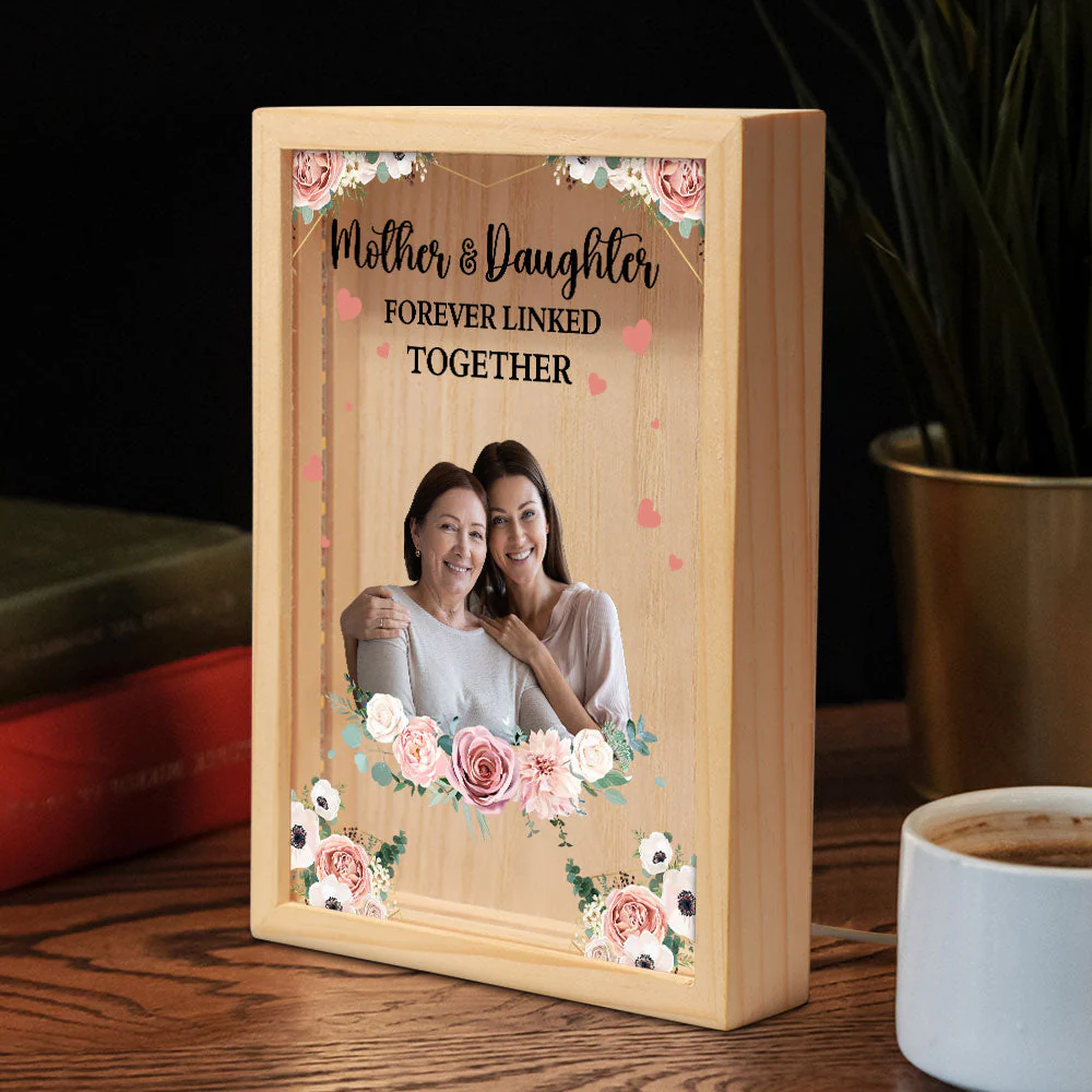 Mother And Children Forever Linked Together - Personalized Photo Frame Light Box - Image 6