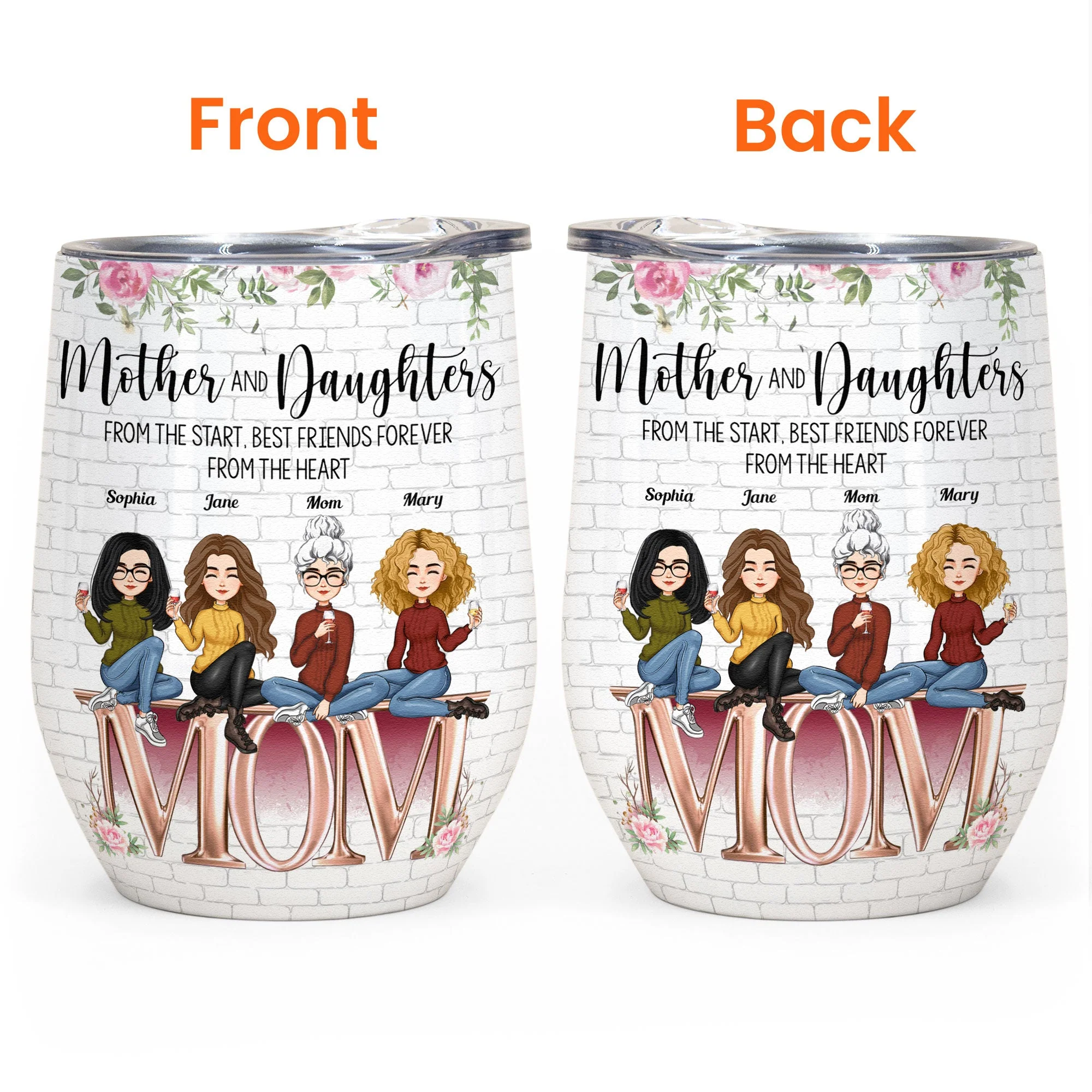 Mother And Daughter BFF Forever - Personalized Wine Tumbler - Image 2