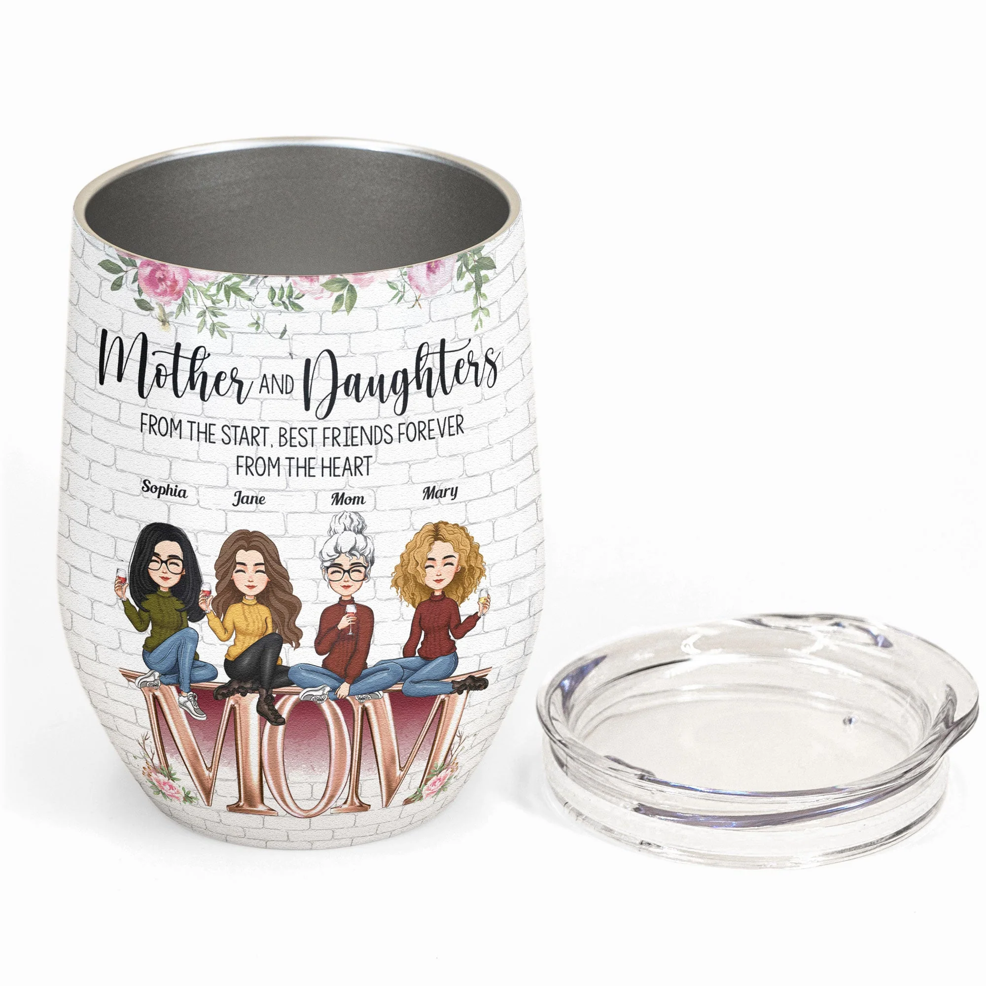 Mother And Daughter BFF Forever - Personalized Wine Tumbler - Image 3