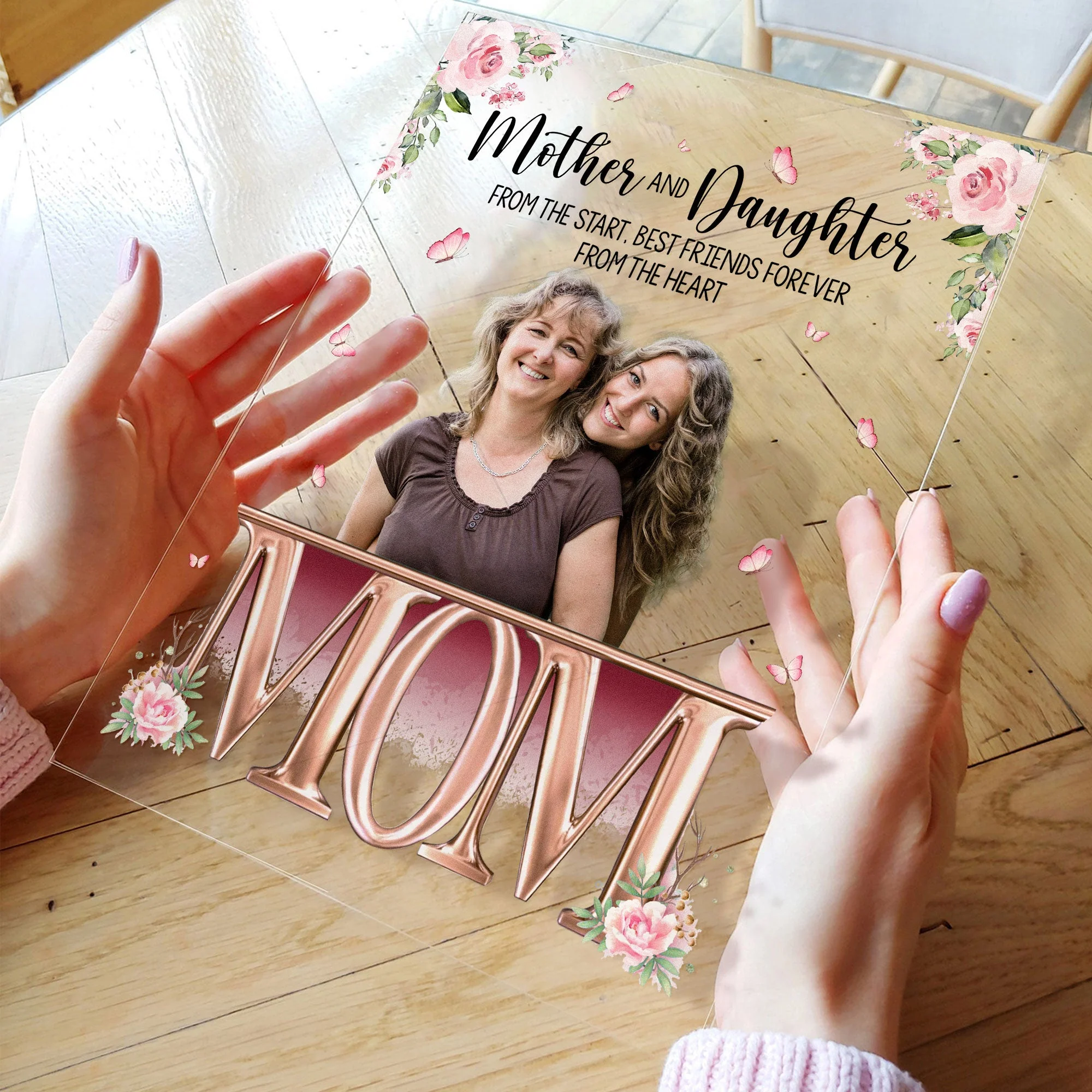 Mother And Daughter BFF From The Heart - Personalized Acrylic Photo Plaque - Image 2