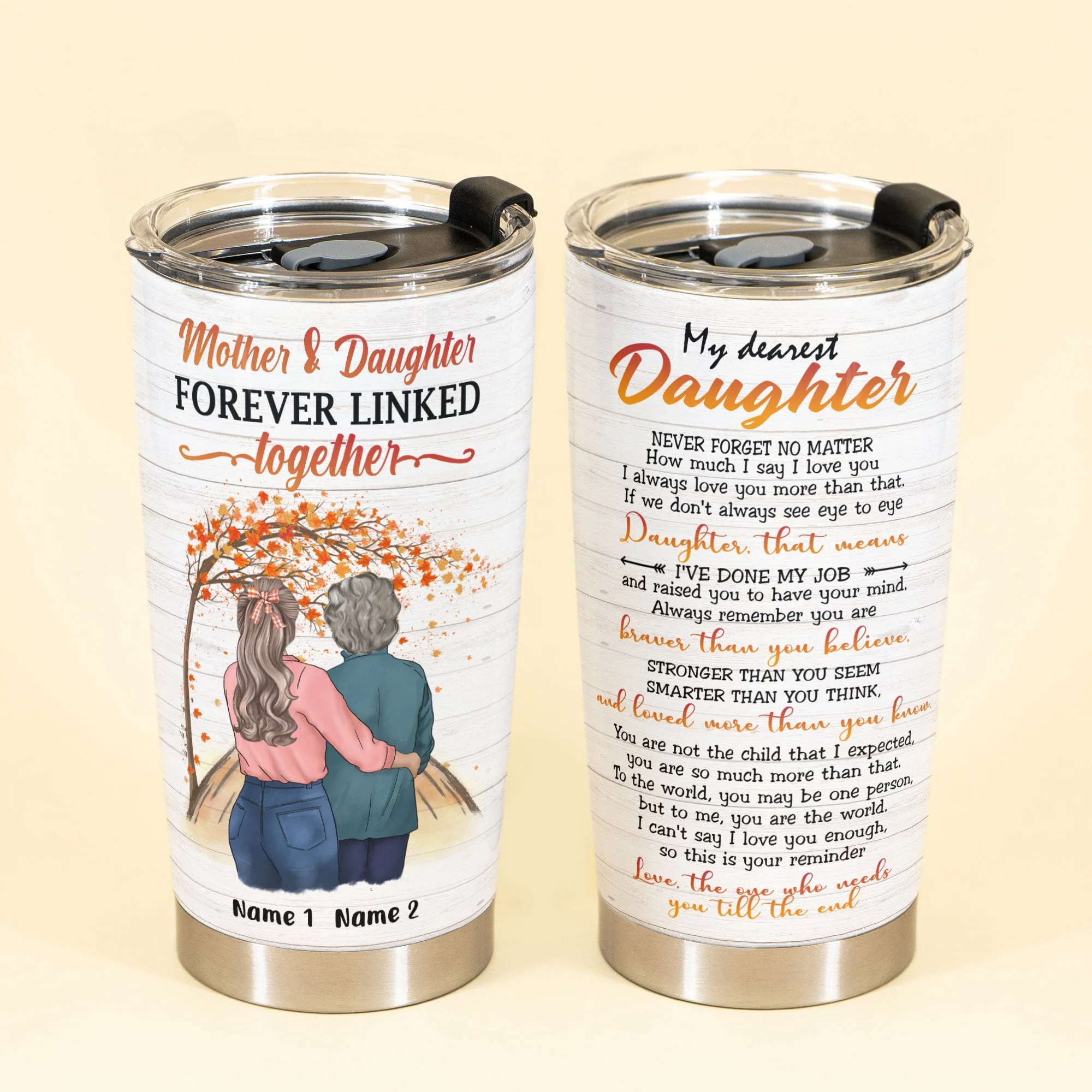 Mother And Daughter Forever Linked Together, Family Custom Tumbler, Gift For Daughters - Image 2