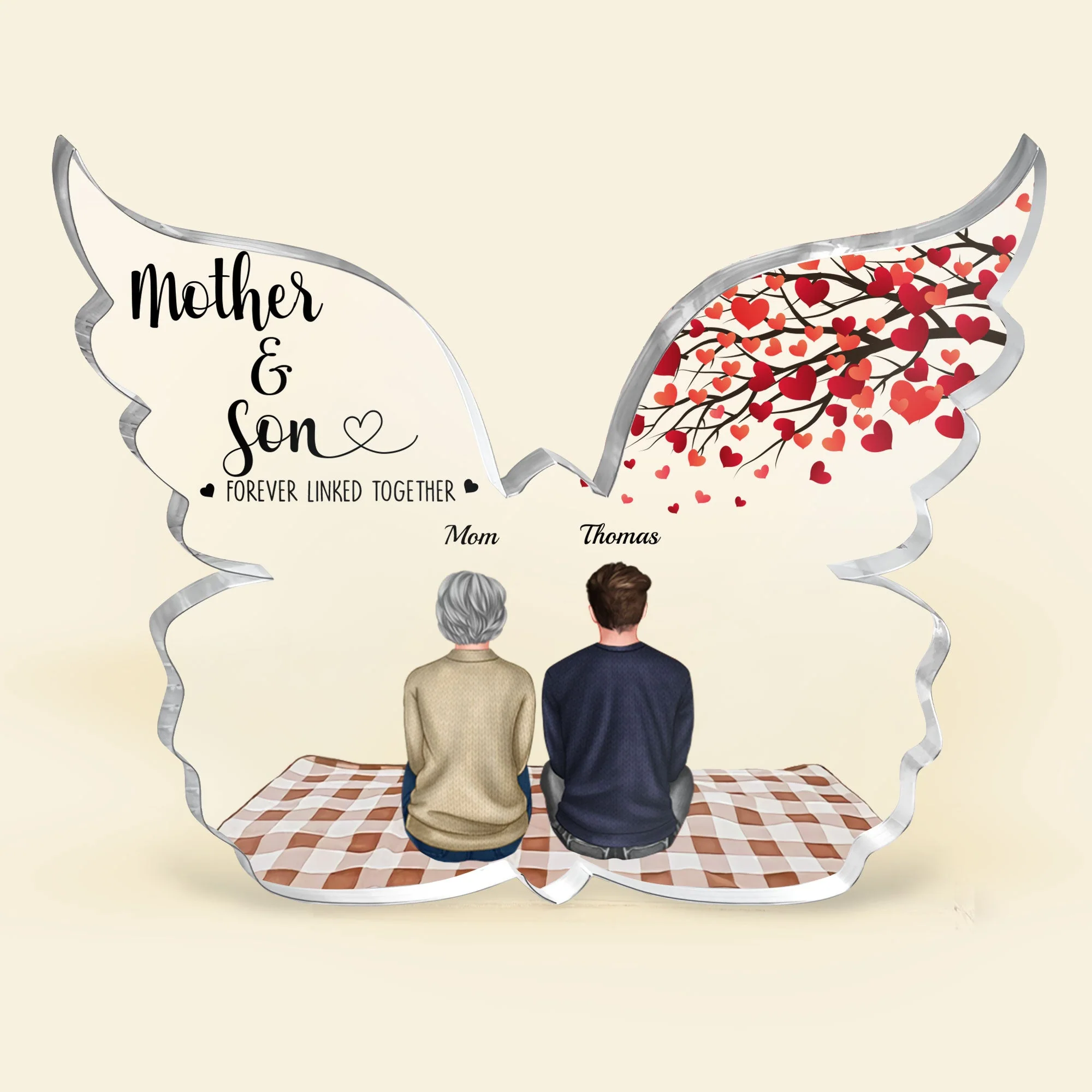 Mother And Daughter Forever Linked Together - Personalized Custom Shaped Acrylic Plaque - Image 2