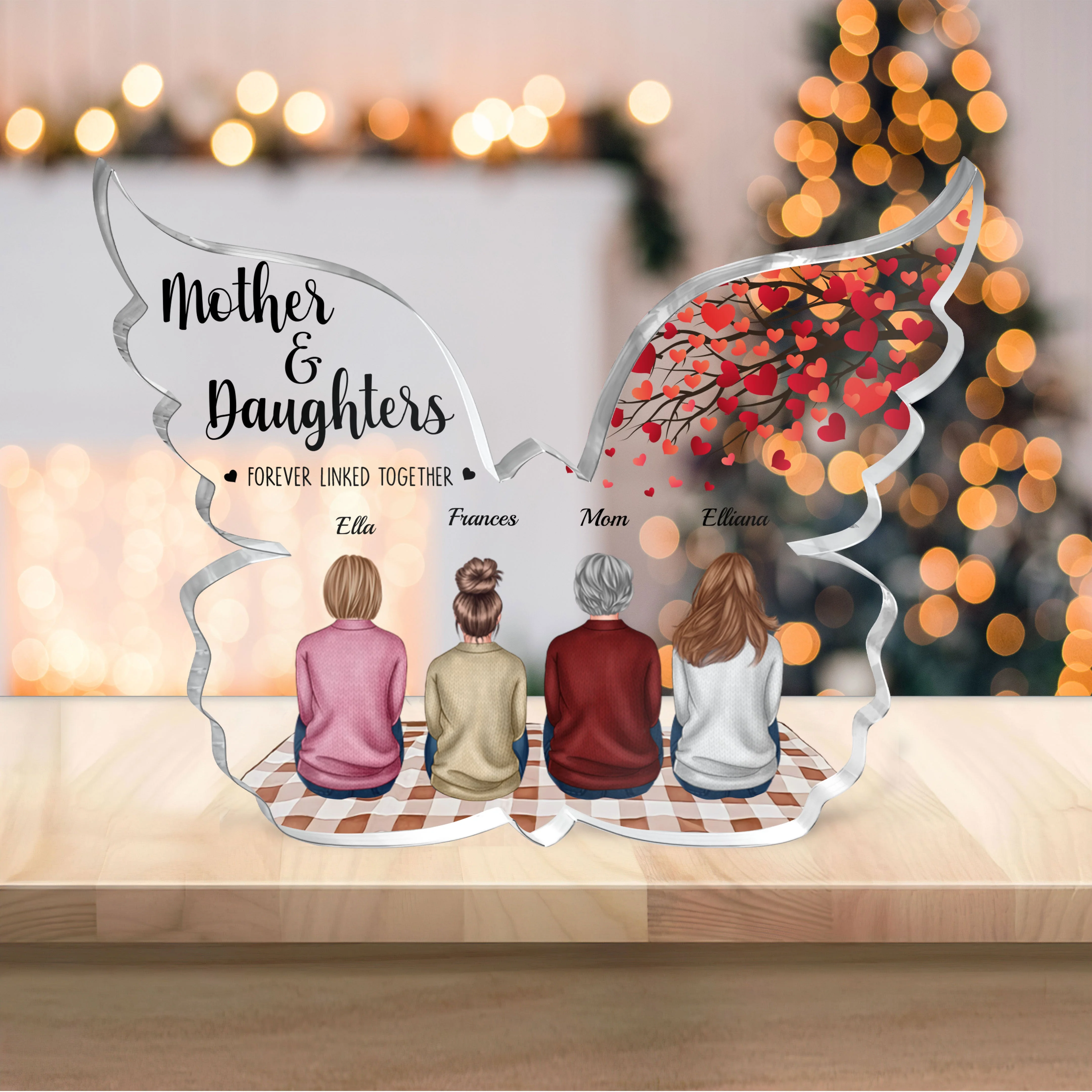 Mother And Daughter Forever Linked Together - Personalized Custom Shaped Acrylic Plaque - Image 4