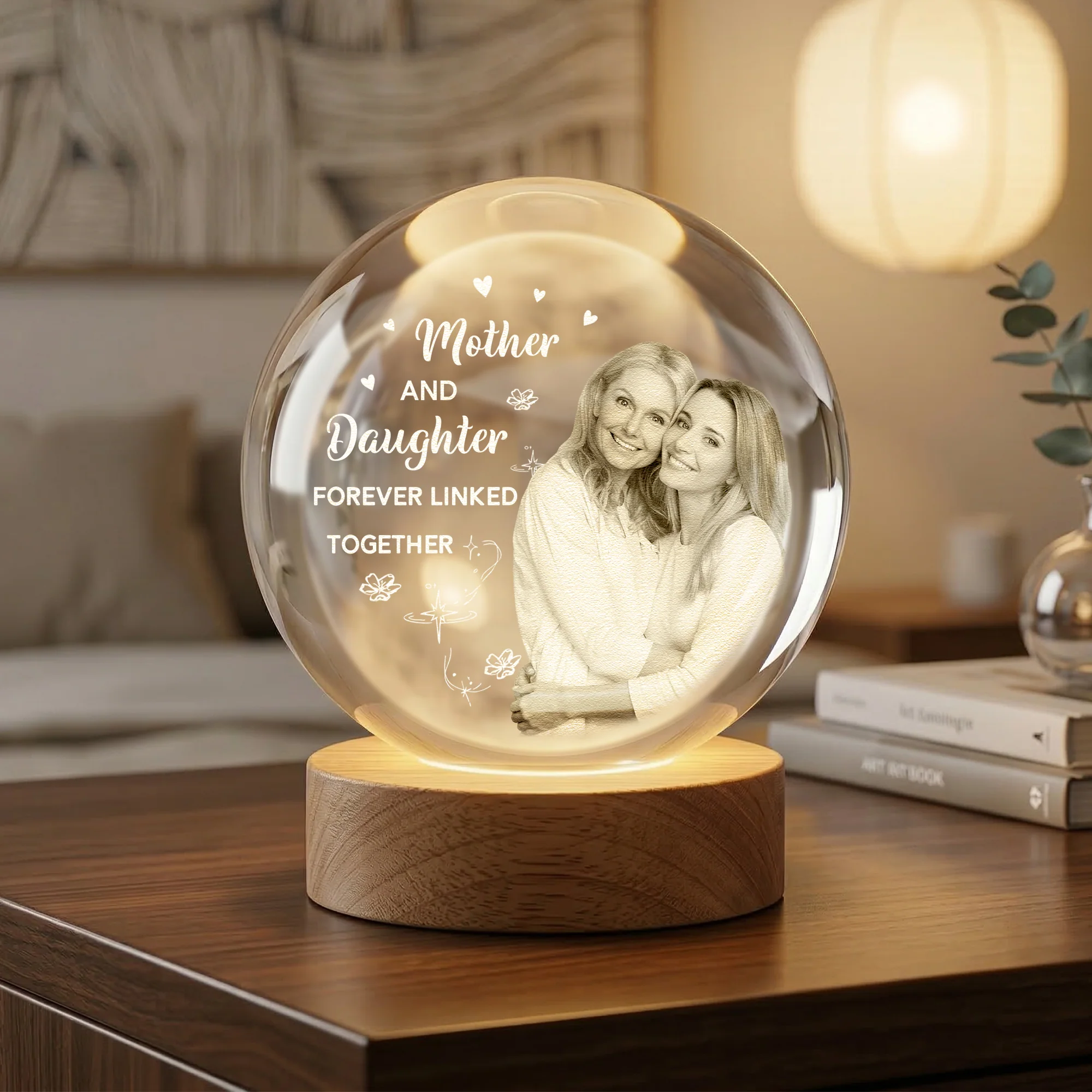 Mother And Daughter Forever Linked Together - Personalized Night Light - Image 2